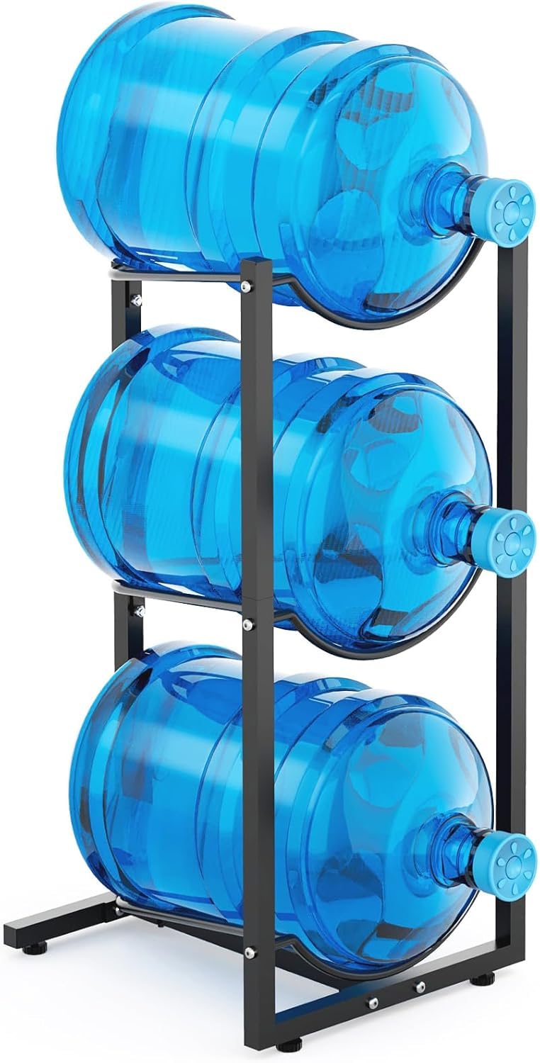 Mylolf Jug Rack Storage Holder: 4&5 Tier Stackage 5 Gallon Coller Water Bottle Organizer - 5 Gal Container Stand For Home Kitche