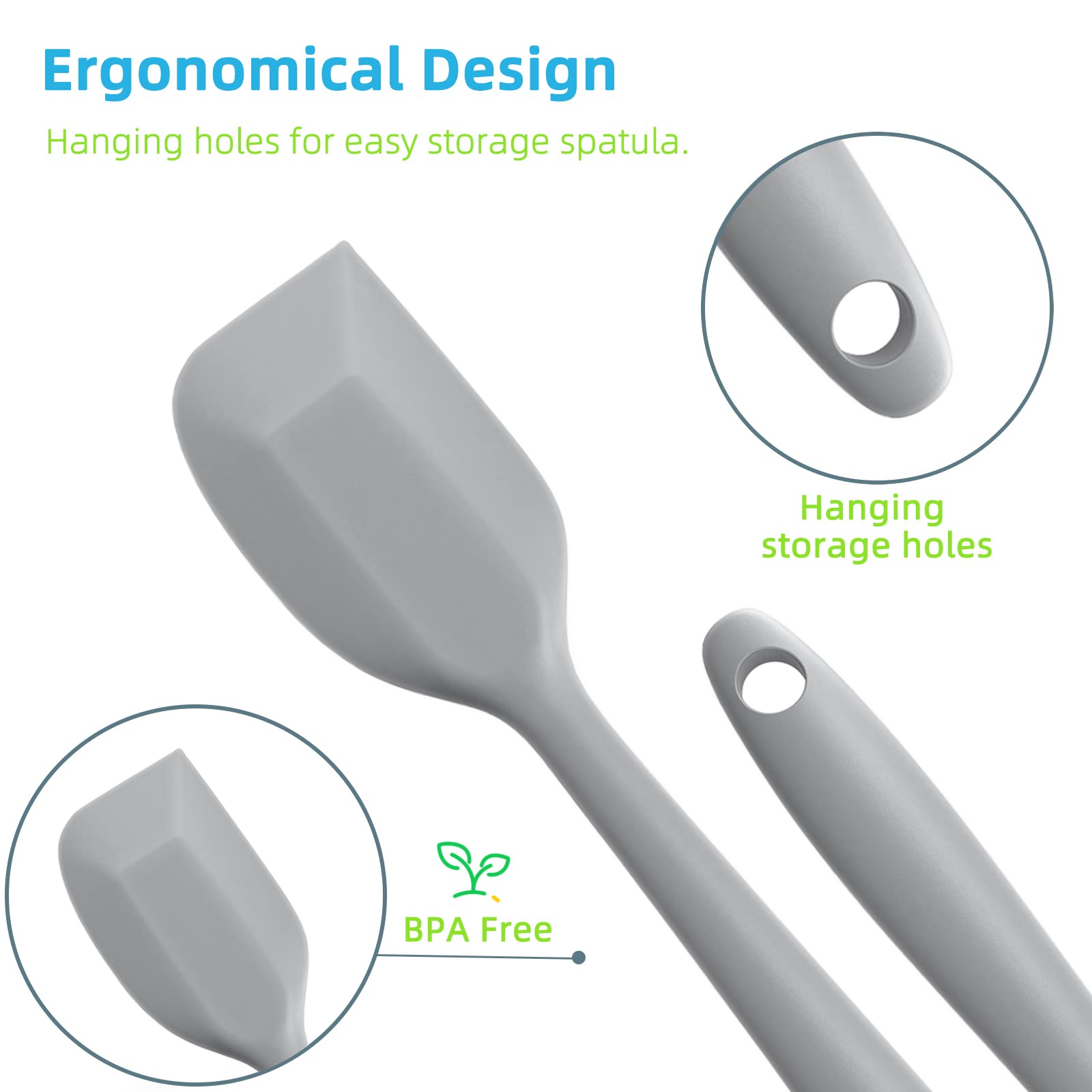 Secura Silicone Spatula,Non Stick Rubber Kitchen Spatulas,Suitable For Cooking,Mixing And Collect Milk Foam Gray Small