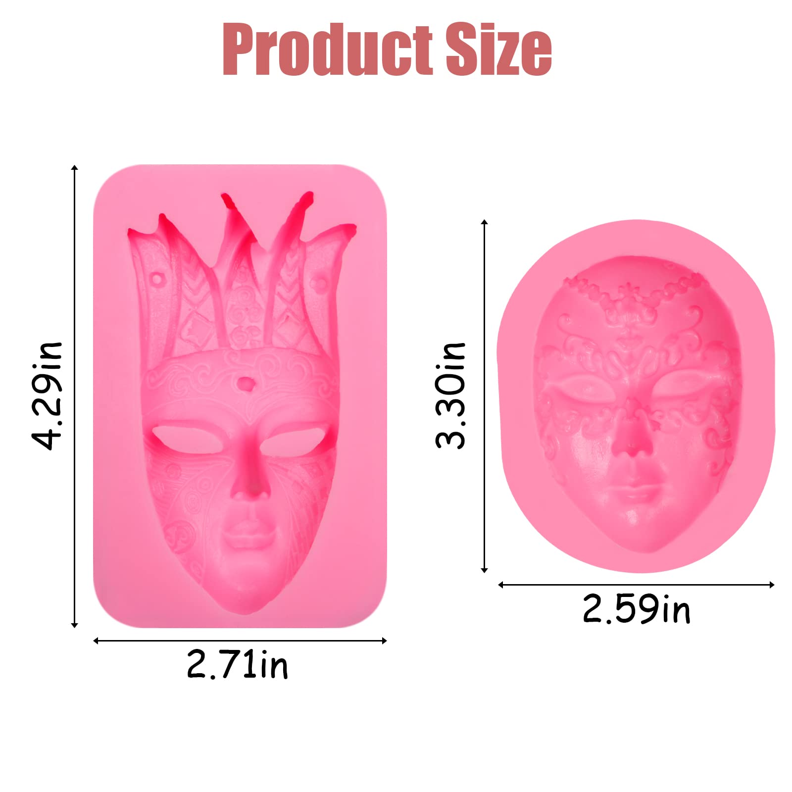 Venetian Mask Fondant Molds 3 Pcs, Masquerade Mask Chocolate Silicone Mold For Cake Decoration Candy Sugar Cupcake Topper Polyme