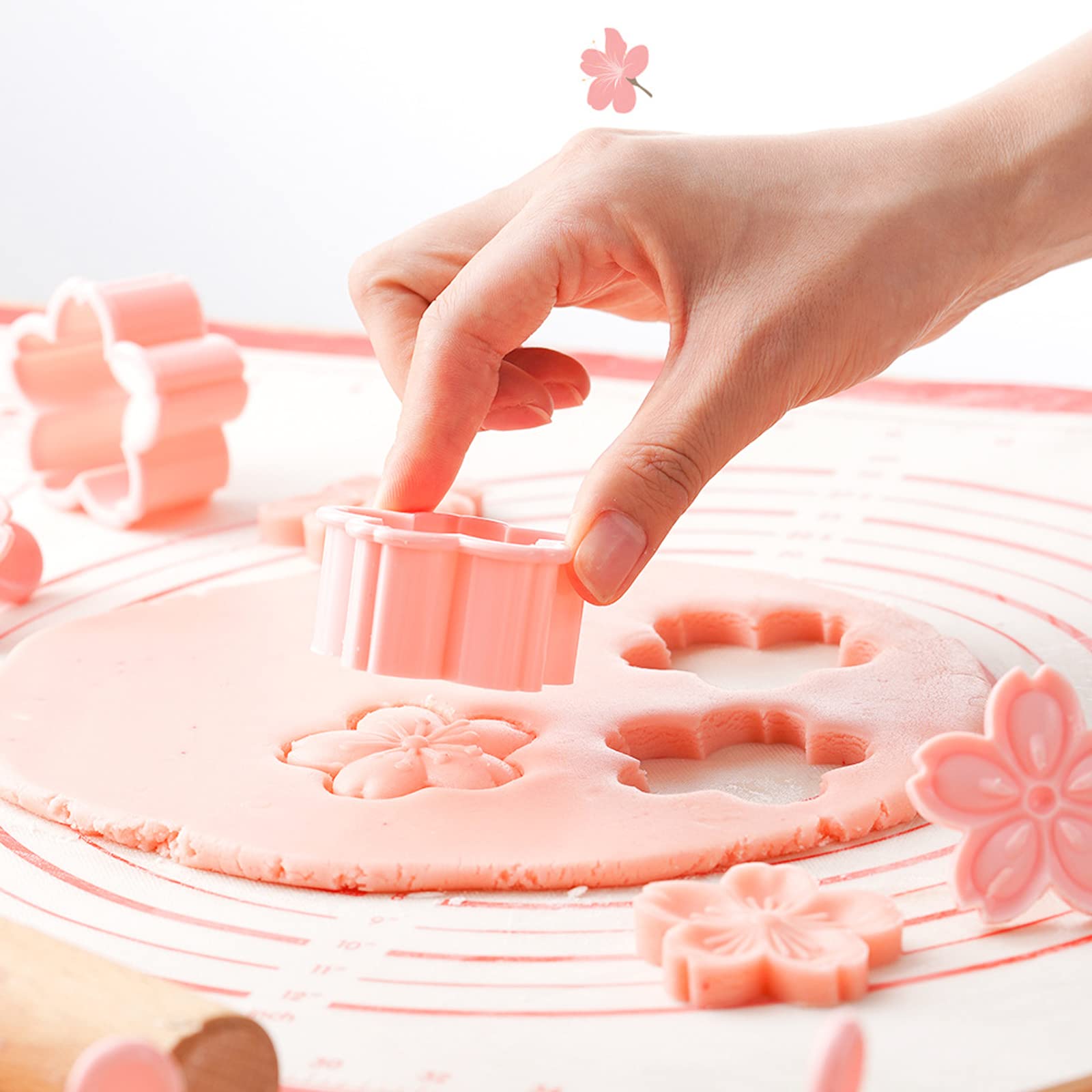 5Pcs/Set Cookie Mold Stampers Cherry Blossom Pastry/Fondant Cutters Flower-Shape Hand Pressure Pastry Mould For Sakula Cookies,