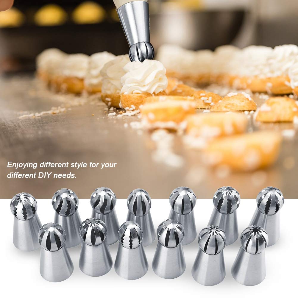 13 Pcs Food-Grade Stainless Steel Russian Icing Piping Nozzles Decorating Cake Tools Tips Pastry Cake Butter Cream Diy Decor Bak