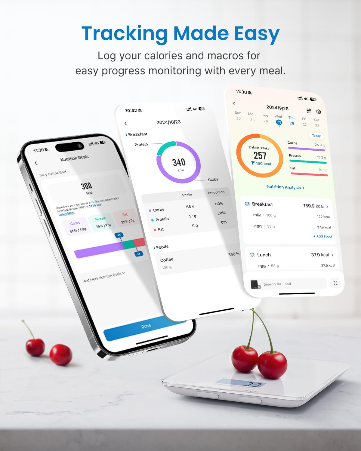 Renpho Food Scale With Nutritional Calculator, Digital Kitchen Scale For Weight Loss, Smart Food Weight Scale With App For Macro