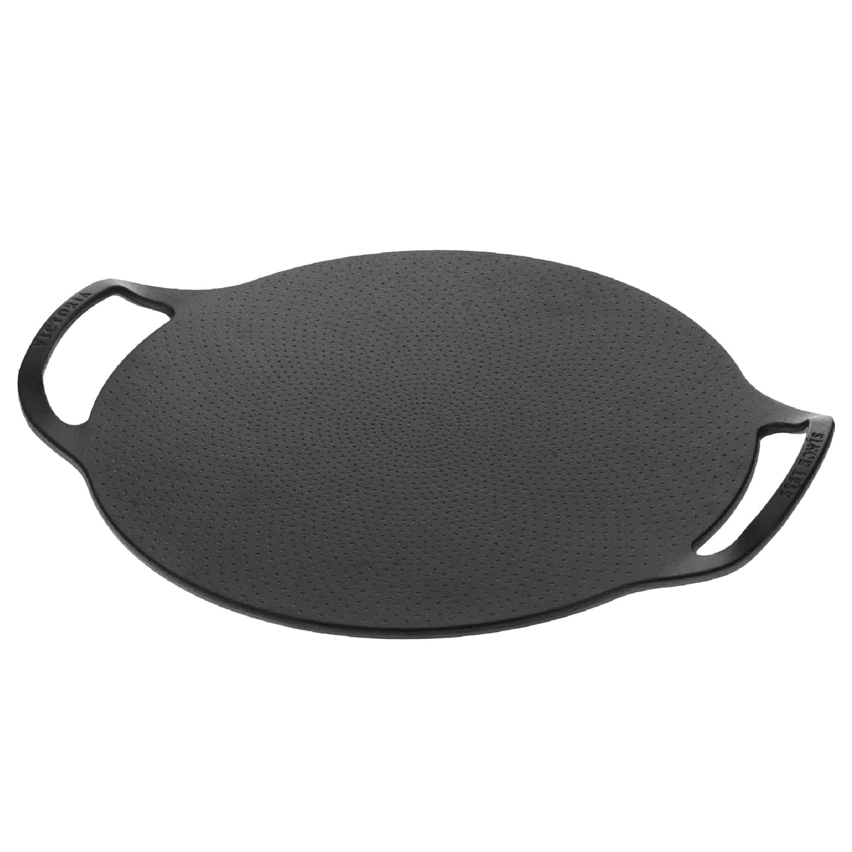 Victoria 15-Inch Cast Iron Comal Pizza Pan with 2 Side Handles, Preseasoned with Flaxseed Oil, Made in Colombia
