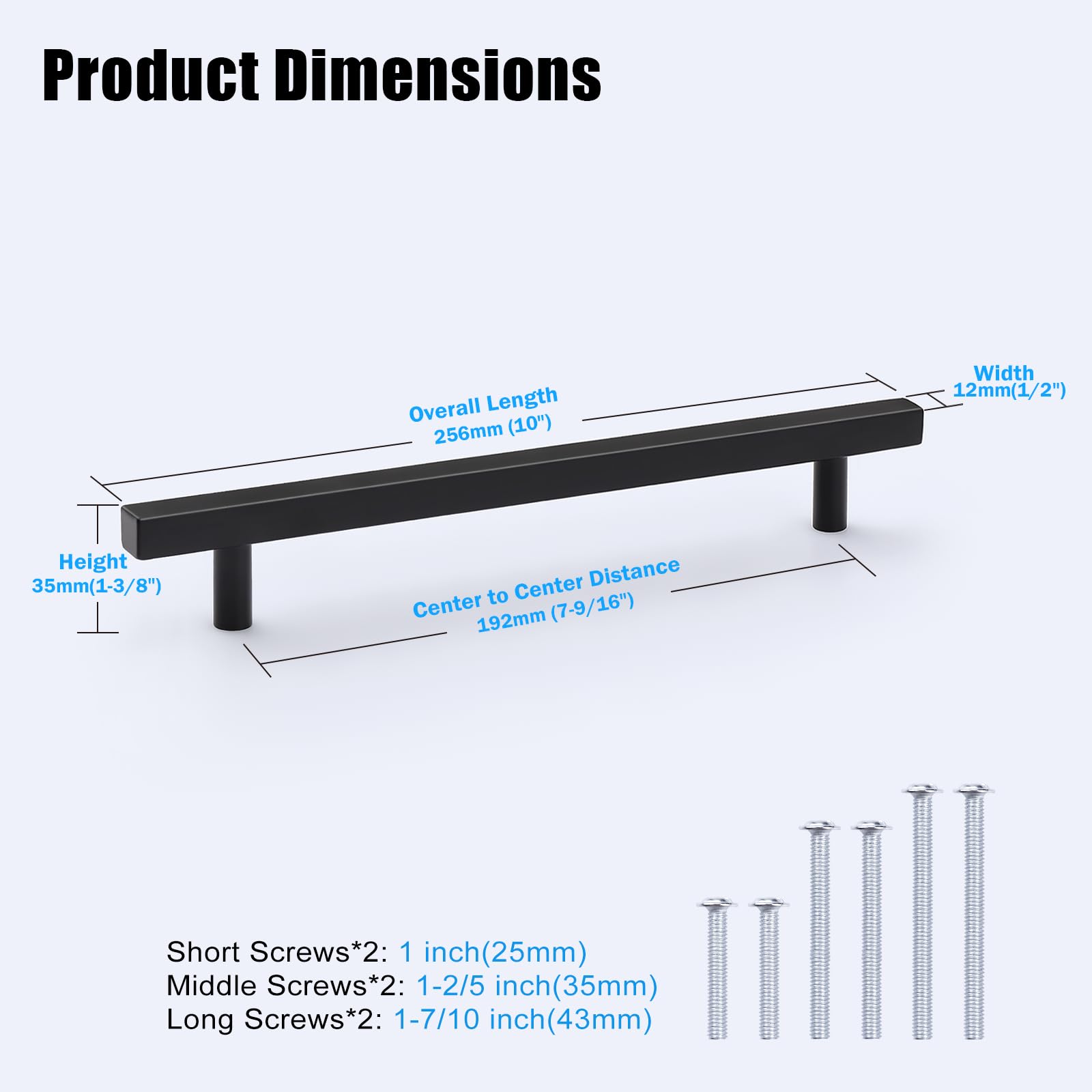 Knobwell 12 Pack 10 Matte Black Stainless Steel Kitchen Cabinet Pulls And Handles, Bathroom Kitchen Cabinet Door Handles Hole Di