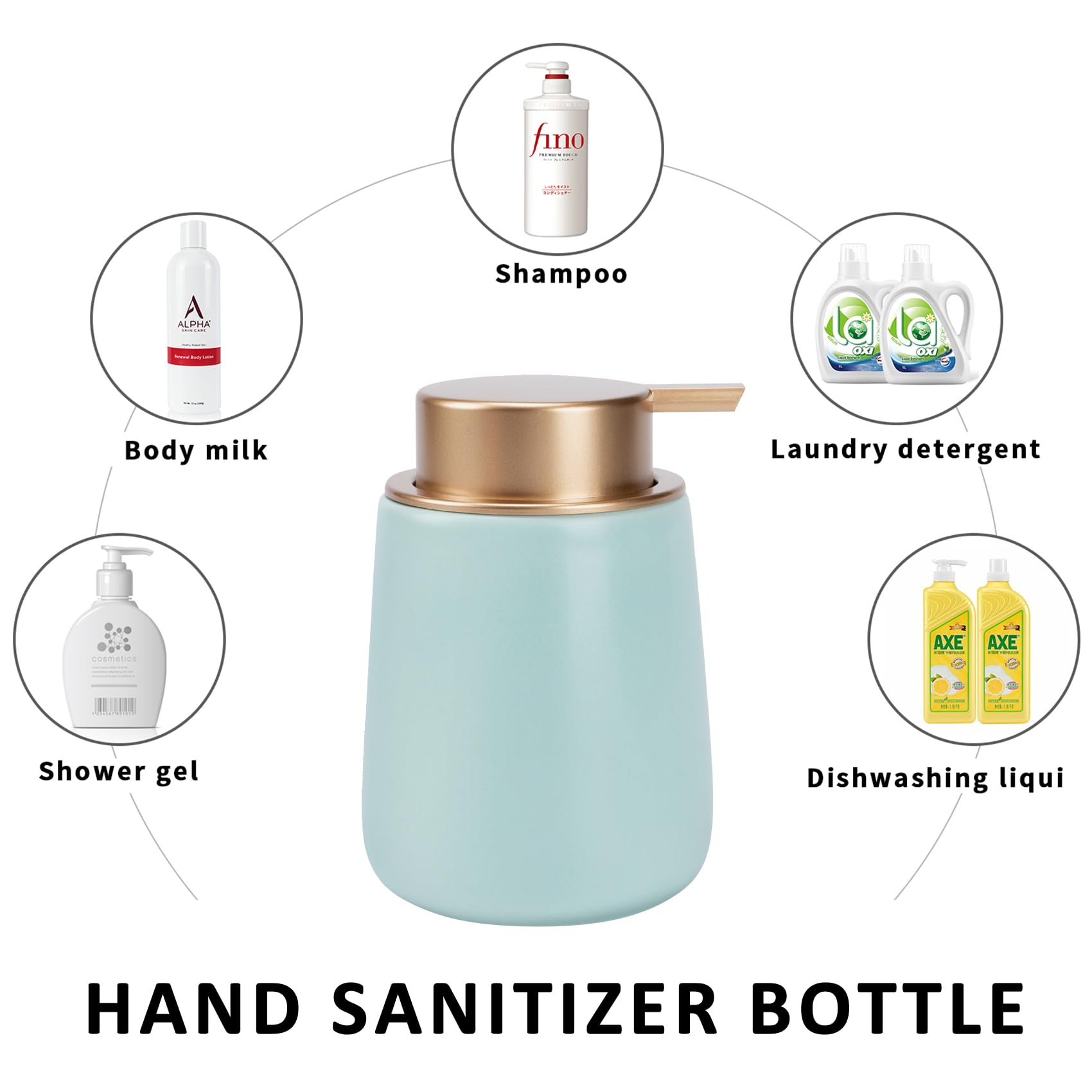 Toozfo Soap Dispenser Ceramic With Easy-To-Press Pump Hand Lotion Liquid Dispenser For Shampoo Bathroom Kitchen 12 Oz