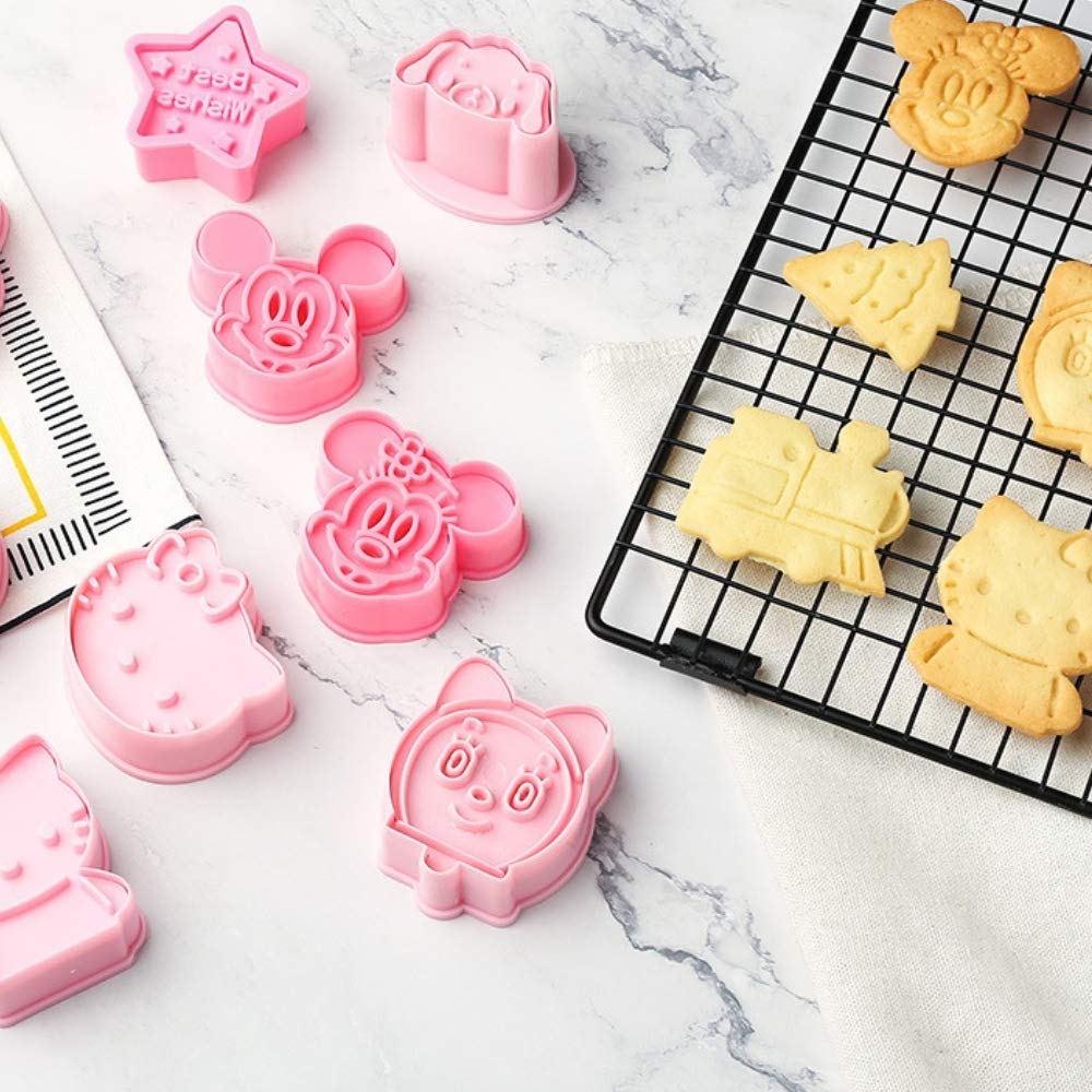 Kaishane 2Pcs Cartoon Mouse Cookie Cutters Cake Baking Sugarcraft Crafts Mold Bakeware-Plastic