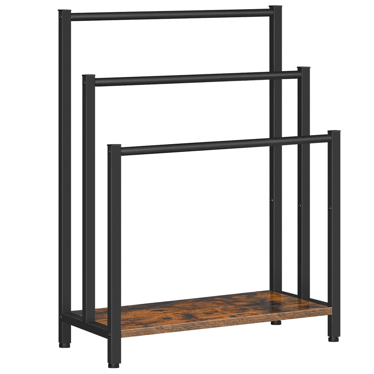 Hoobro Free Standing Towel Rack, 3 Tier Blanket Rack, Blanket Holder For Bathroom, 23.6'' L X 11'' W X 31.9'' H, Industrial Meta