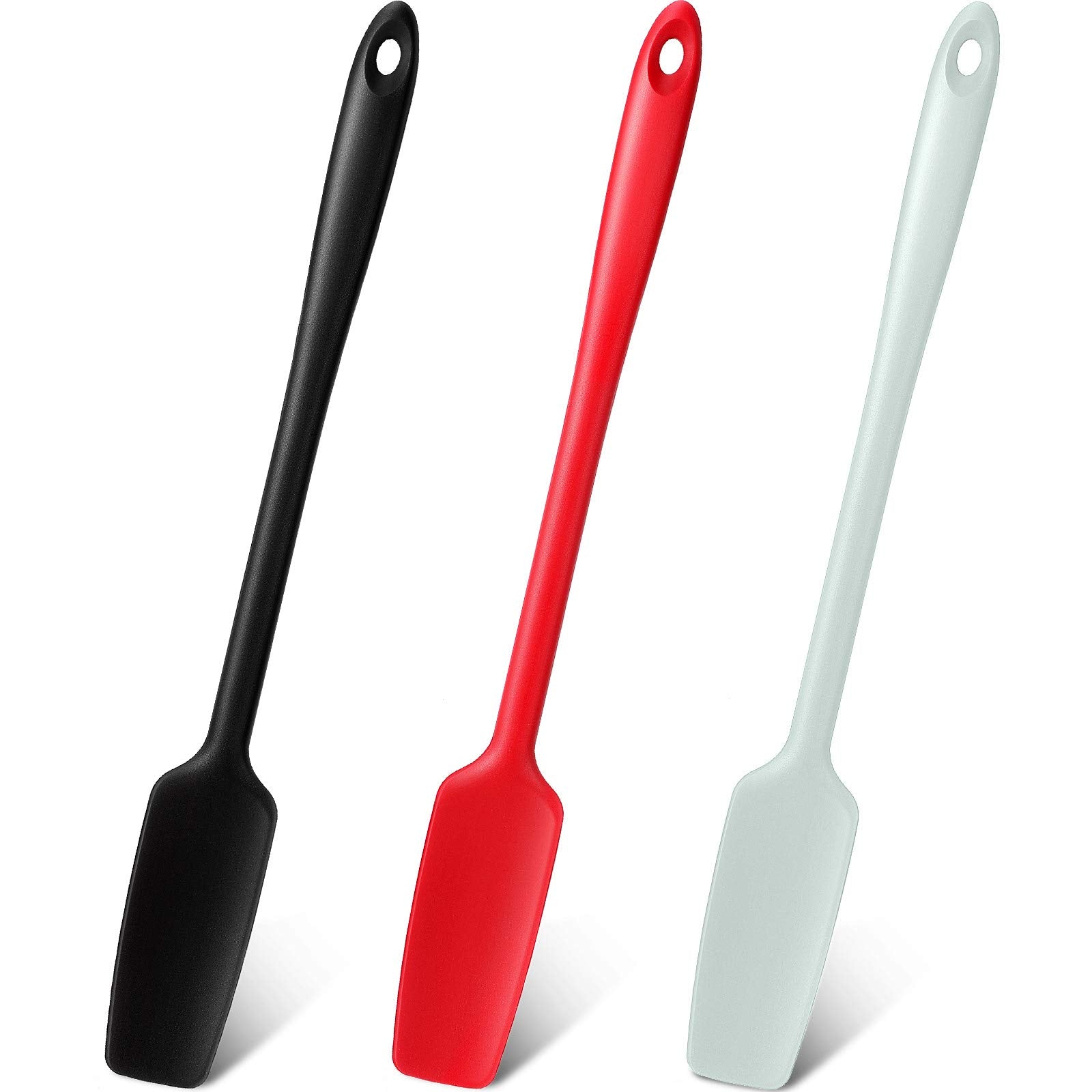 Patelai 3 Pieces Silicone Jar Spatula Long Handle Rubber Spatula Heat Resistant Non-Stick Silicone Scraper Kitchen Silicone Spat