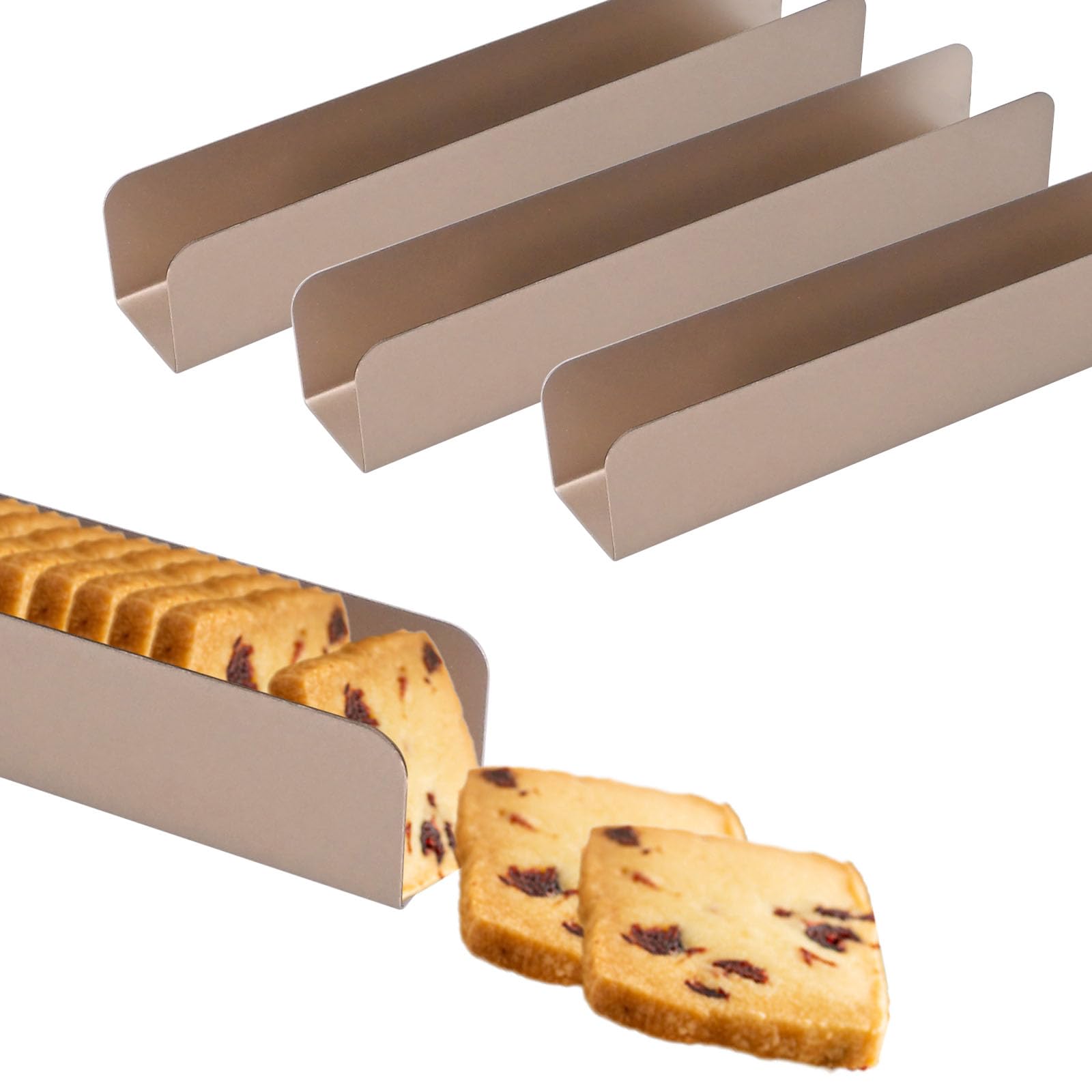 4PCS Cookie Cutter Long Non Stick, Rectangle Cookie Cutters, Carbon Steel Cookie Mold, U Shape Biscuit Cake Bread Mold for Baki