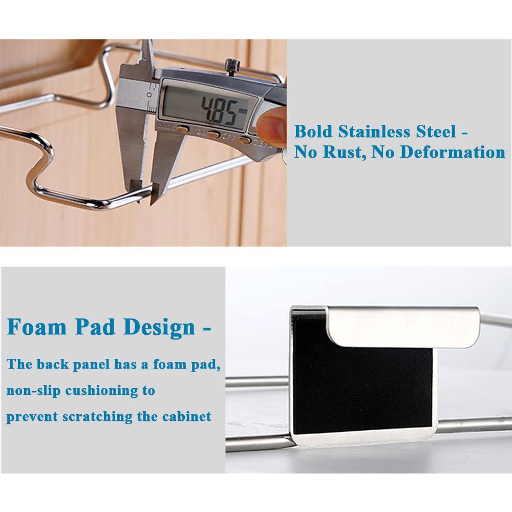 Meiloi Trash Bag Holder For Cupboards Kitchen Cabinet Door, Stainless Steel Portable Garbage Bins