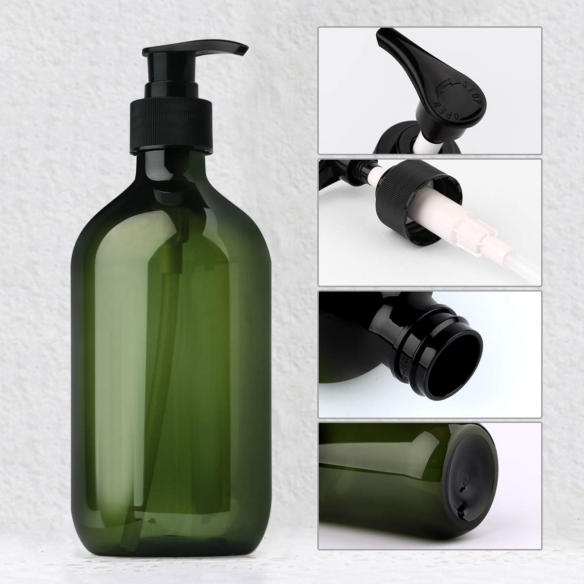 Yebeauty Pump Bottles  17oz/500ml Liquid Soap Pump Bottles Dispenser Large Empty Plastic Refillable Containers- 2 Pack Green