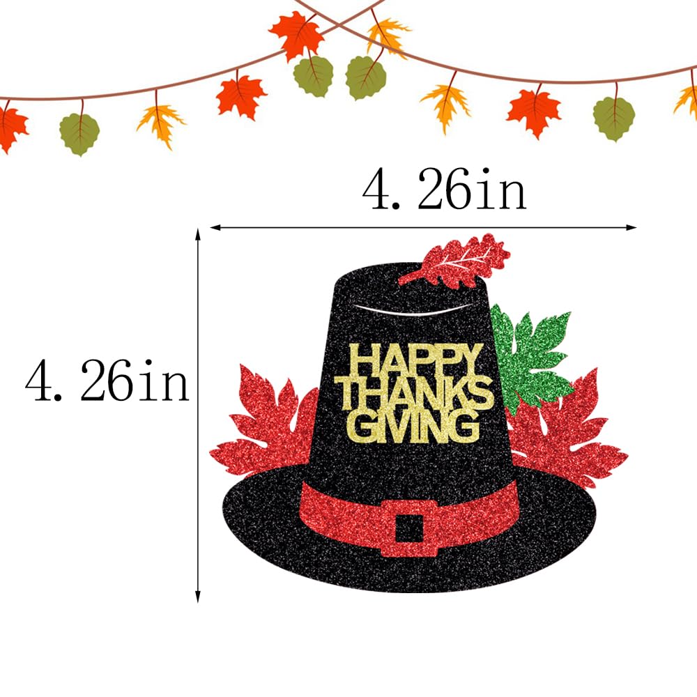 Ruscalin Happy Thanksgiving Cake Topper Fall Party Decorations Happy Friendsgiving Sign Cake Topper Maple Leaves (Thanksgiving,