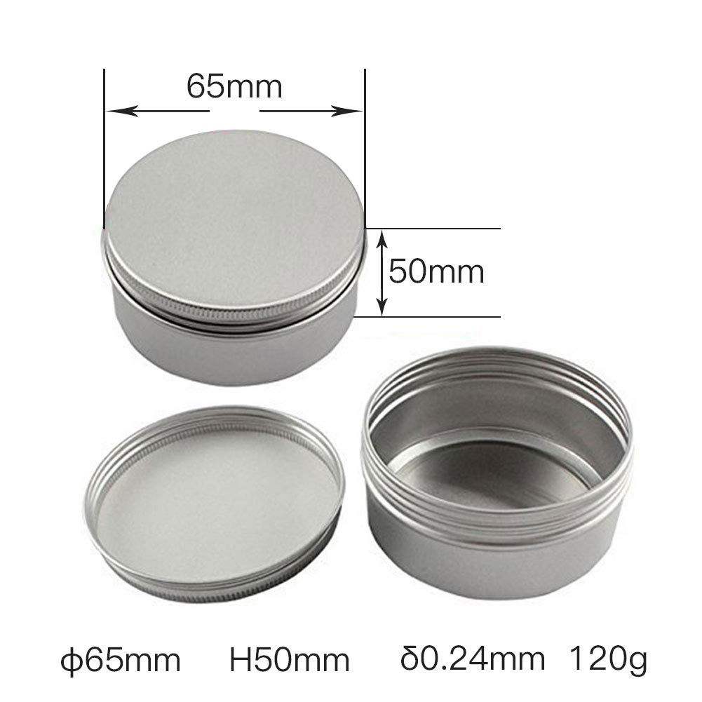 Healthcom 15 Packs 5 Oz 150Ml Empty Silver Round Aluminum Tin Cans Screw Top Aroma Hair Wax Cosmetic Container Cream Box Makeup