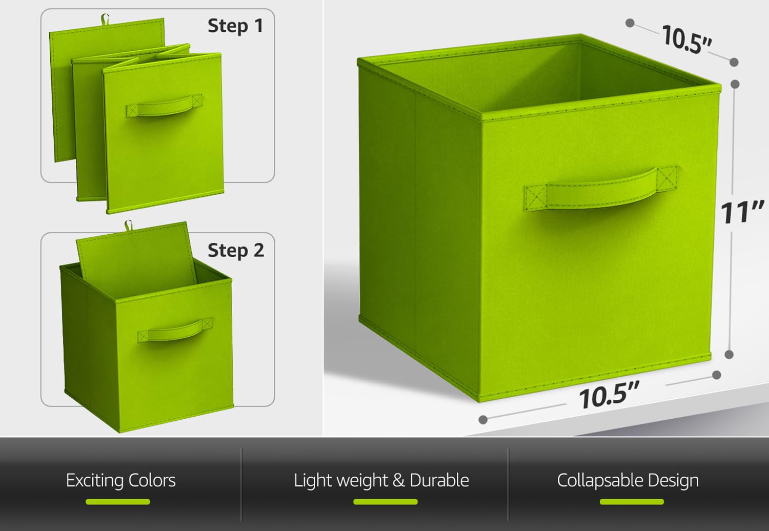 Sorbus Foldable Storage Cube Basket Bin (6 Pack, Green)