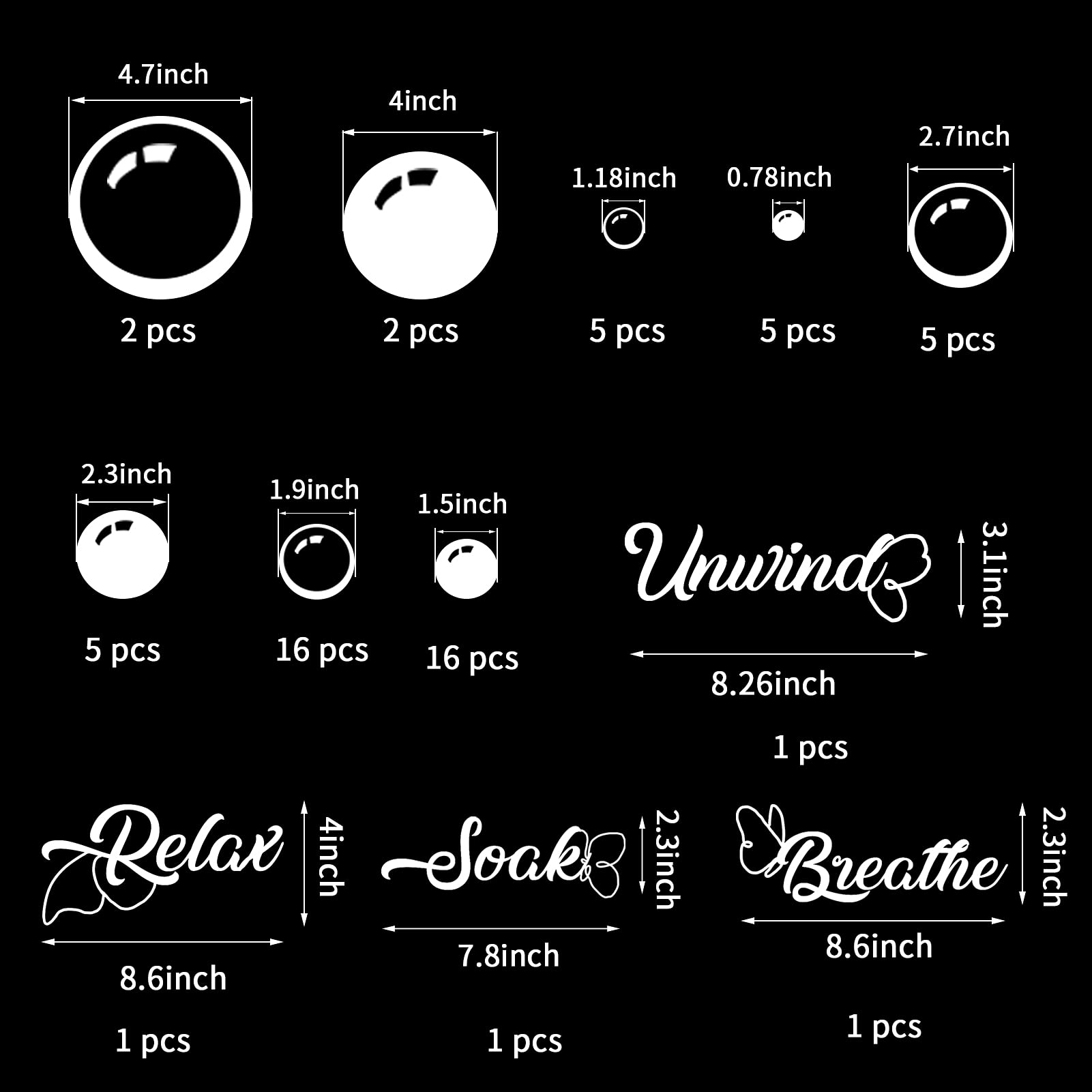 60 Pieces 3D Acrylic Mirror Wall Stickers Decor, Bathroom Diy Removable Mirror Wall Decals Sticker Decor Circle Bubbles For Bath