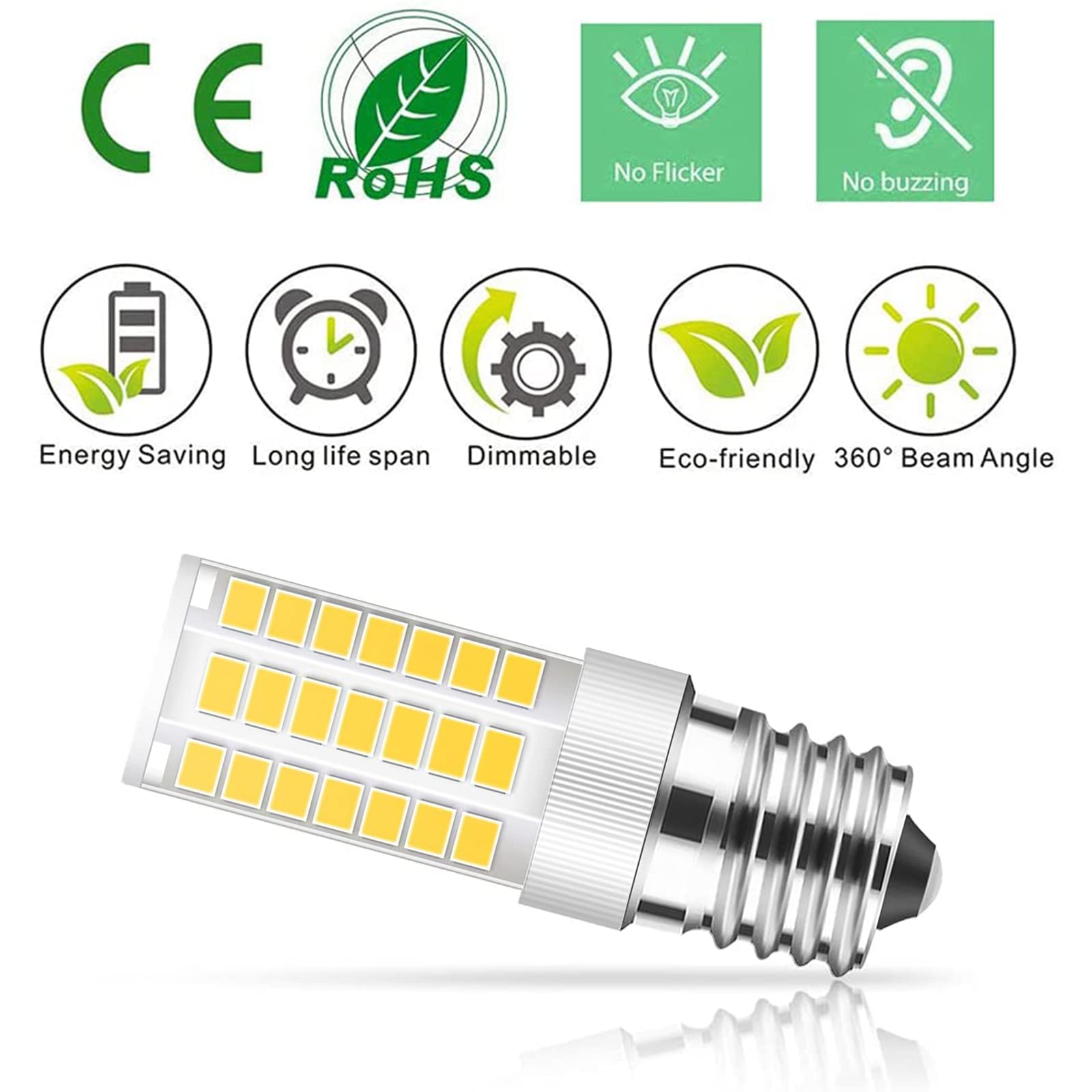 Taiyaloo E17 Led Bulb Dimmable, 5W Microwave Oven Bulb, Natural White 4000K, 40W Halogen Bulb Replacement For Microwave, Over St