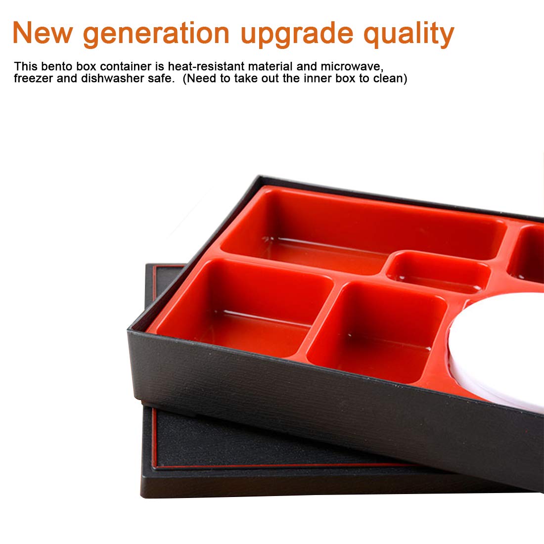 Japanese Bento Box, 5 Compartment Traditional Sushi Bento Box Lunch Box Plastic Snack Serving Tray With Lid Serving Dish Food Co