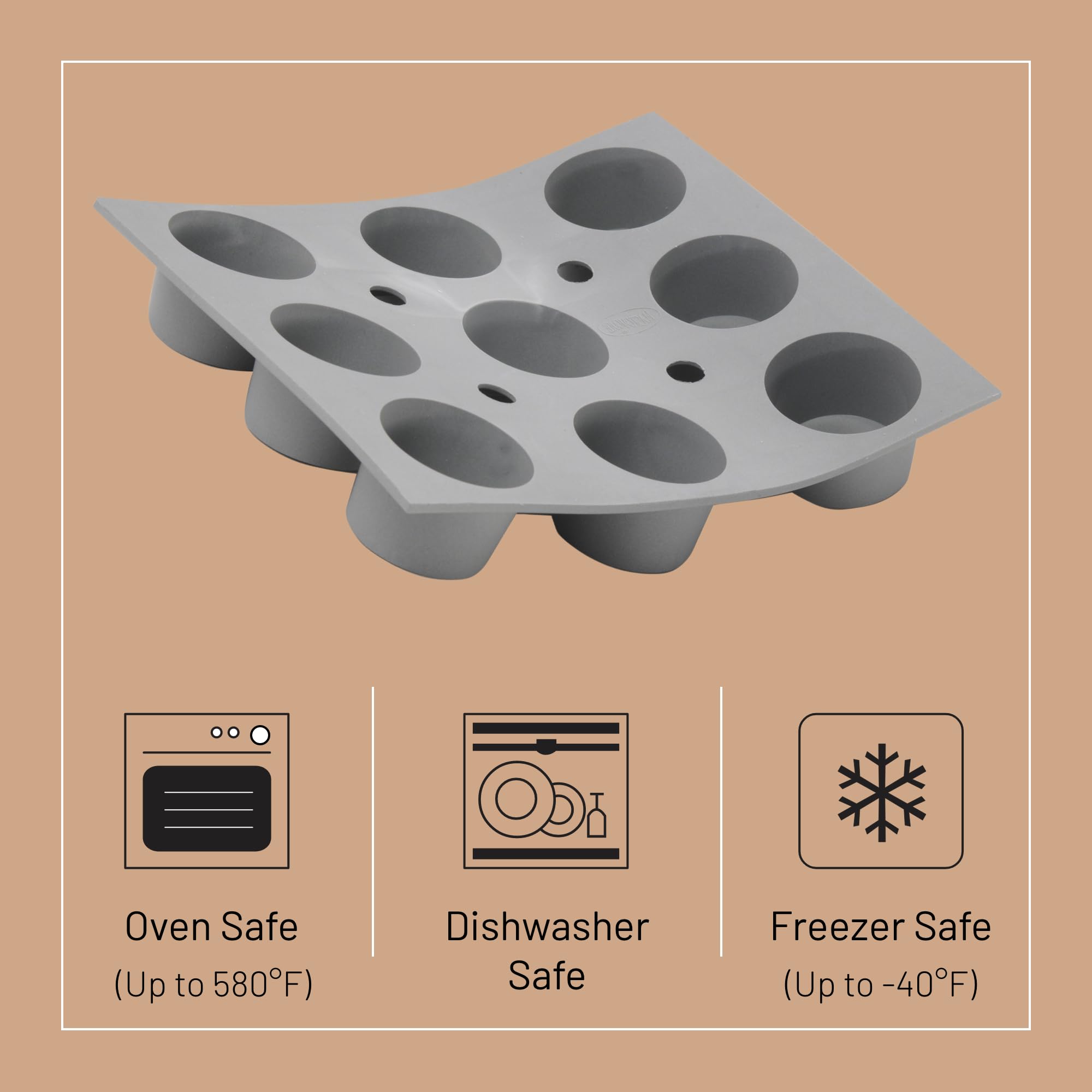 De Buyer Elastomoule Mini-Muffin Silicone Mold - Creates 9 Muffins - Easy To Use & Clean - Dishwasher Safe