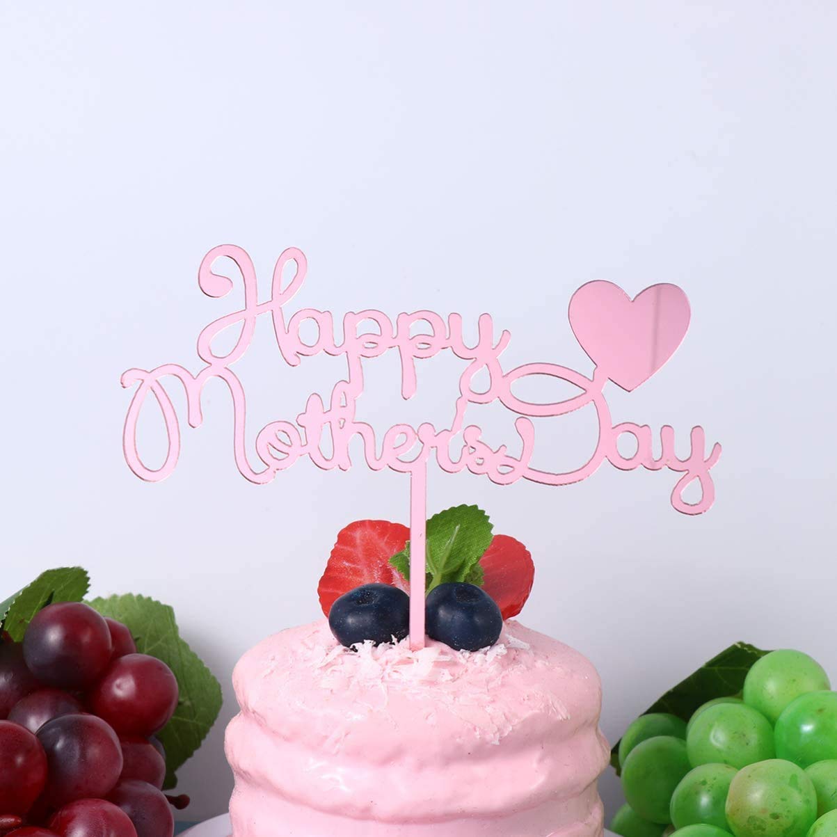 10Pcs Happy Mothers Day Cake Toppers Acrylic Cake Picks For Mothers Day Birthday Cake Decoration - Rose Gold