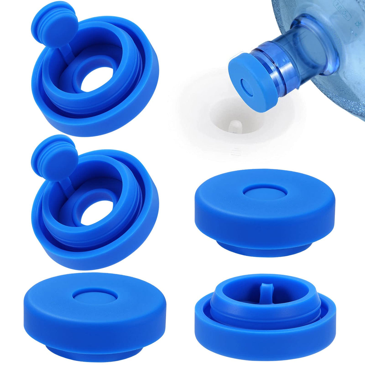 Striludo 5 Packs 5 Gallon Water Jug Cap,Water Jug Plug,Replacement Water Jug Caps,Reusable Silicone Leak Proof Jug Lid For 55Mm