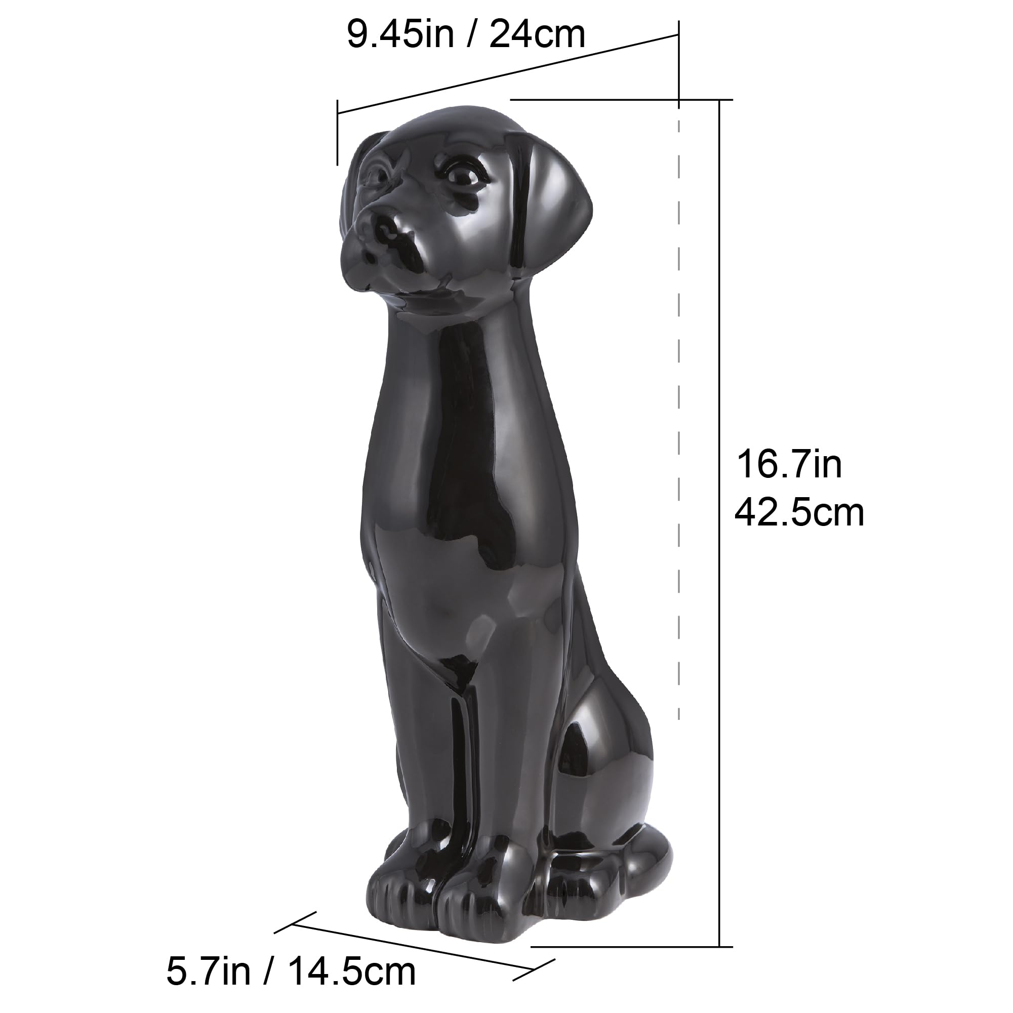 Black Labrador Ceramic Toilet Brush Holder With Plastic Brush Set By Allure Home Creation