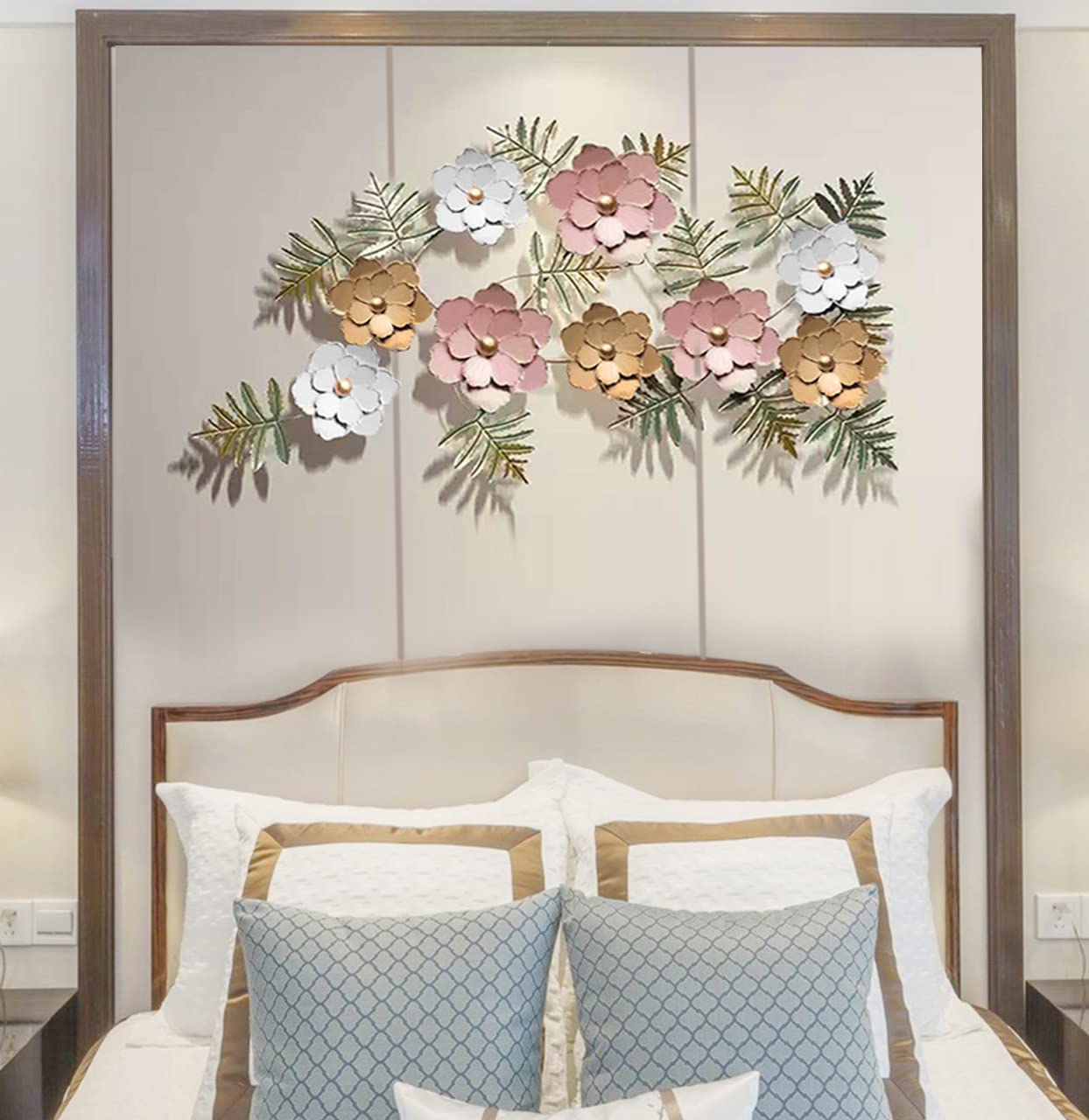 Zove Floral Metal Iron Wall Art (Multicolour, 43 X25 Inch)