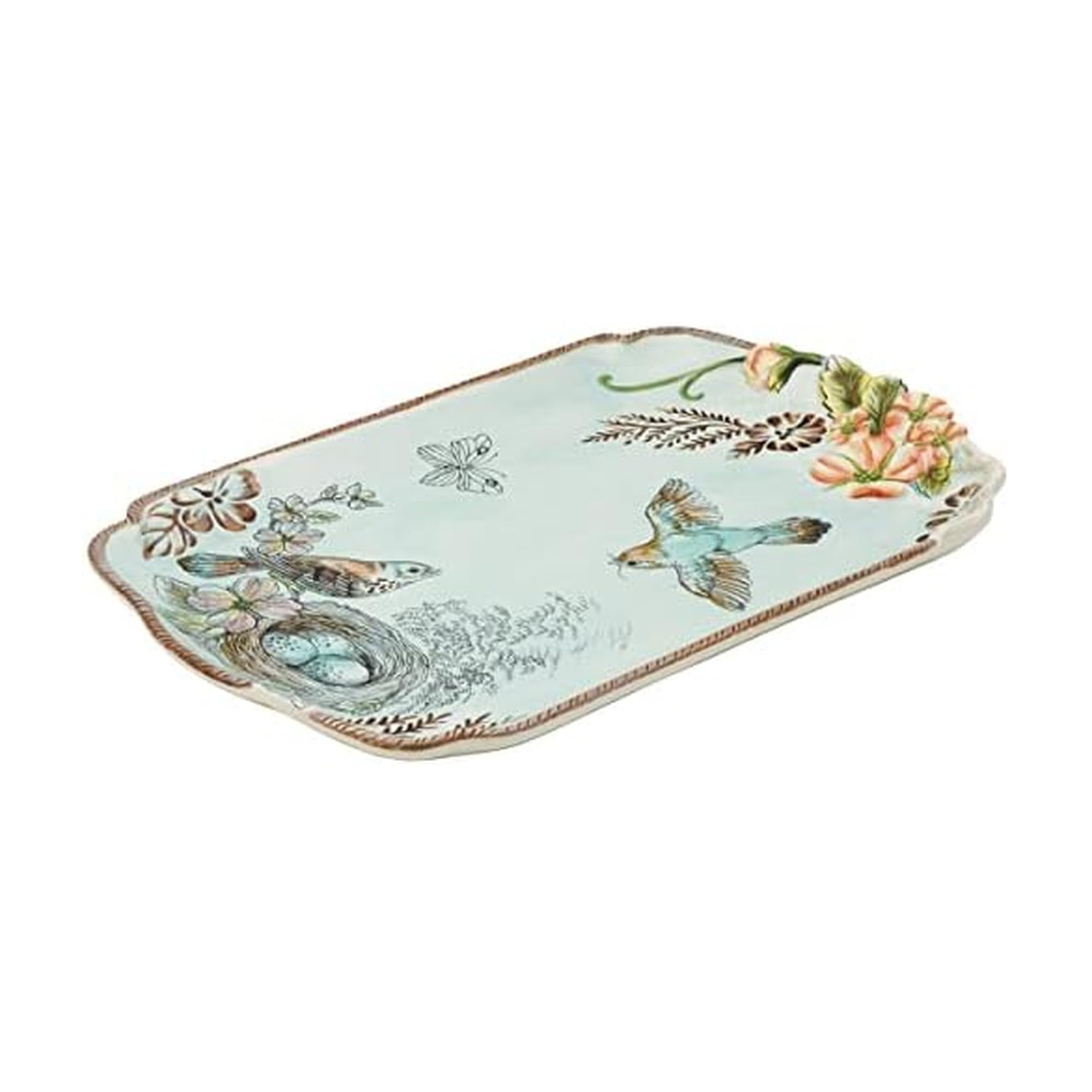 Fitz & Floyd Fitz and Floyd English Garden Serving Platter, 17 Inch, Blue