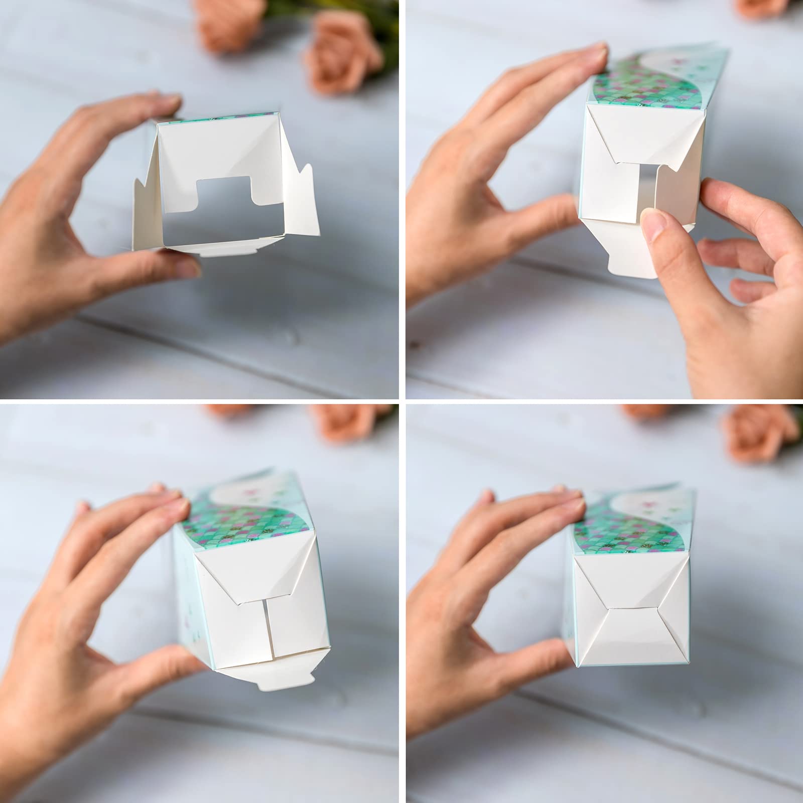 Lamantery 24Pcs Mermaid Popcorn Box Snack Treat Paper Box Mermaid Birthday Party Supplies Cardboard Candy Cookie Container For W