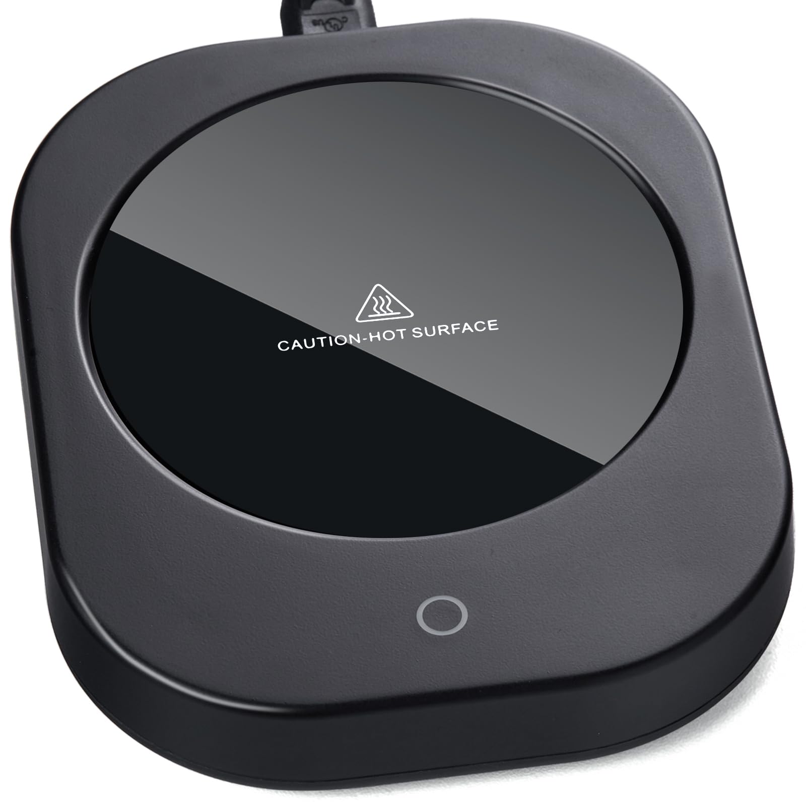 Mug Warmer With 4-Hour Auto Shut Off, 3 Temperature Settings, Frosted Black Rectangular Electric Beverage Heater, Borosilicate G