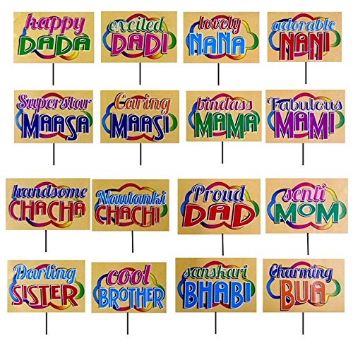 Atpata Funky Relatives at The Baby Shower Photo Booth Placard Sticks (16 Pcs)