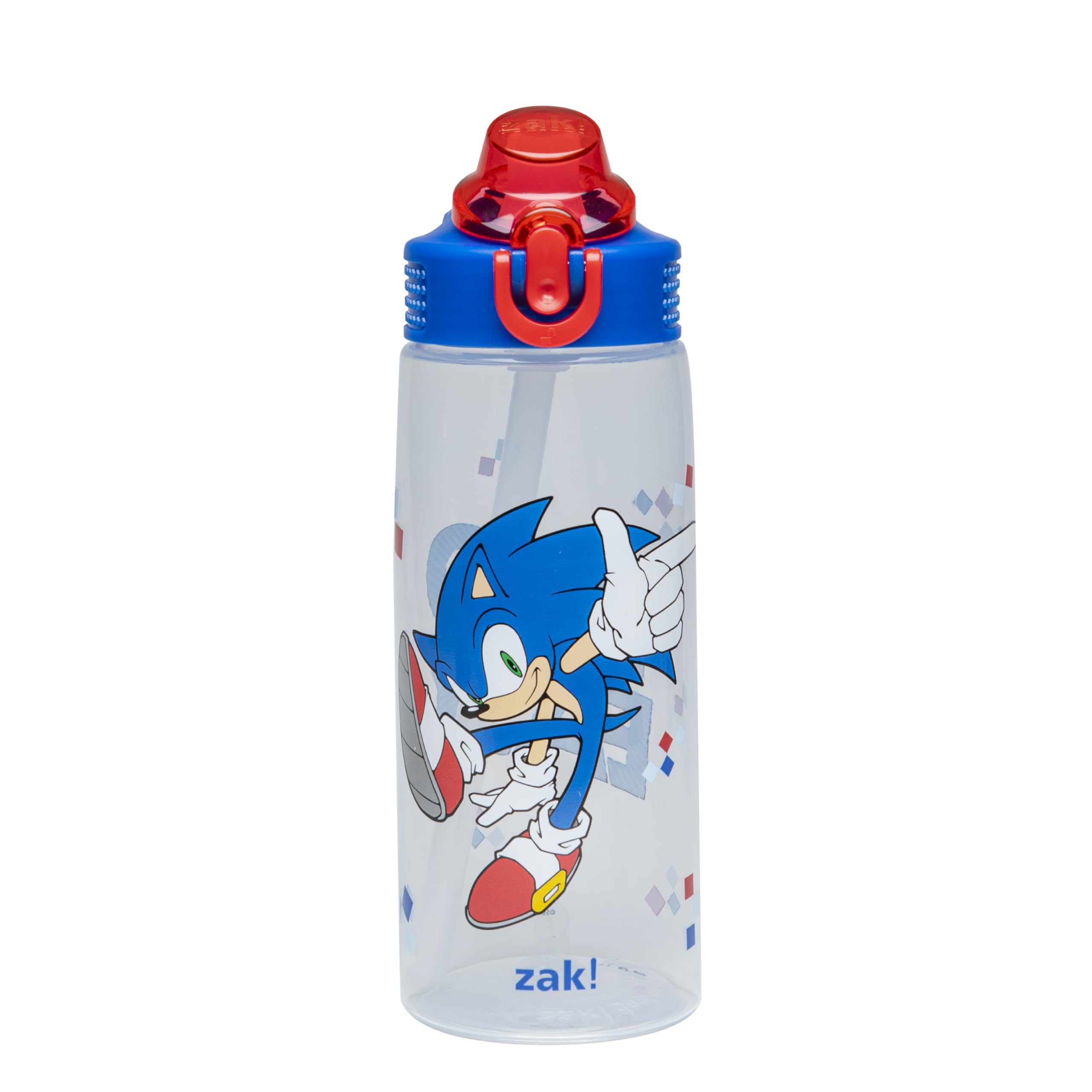 Zak Designs Sonic the Hedgehog Sage Water Bottle For School or Travel, 25oz Durable Plastic Water Bottle With Straw, Handle, and