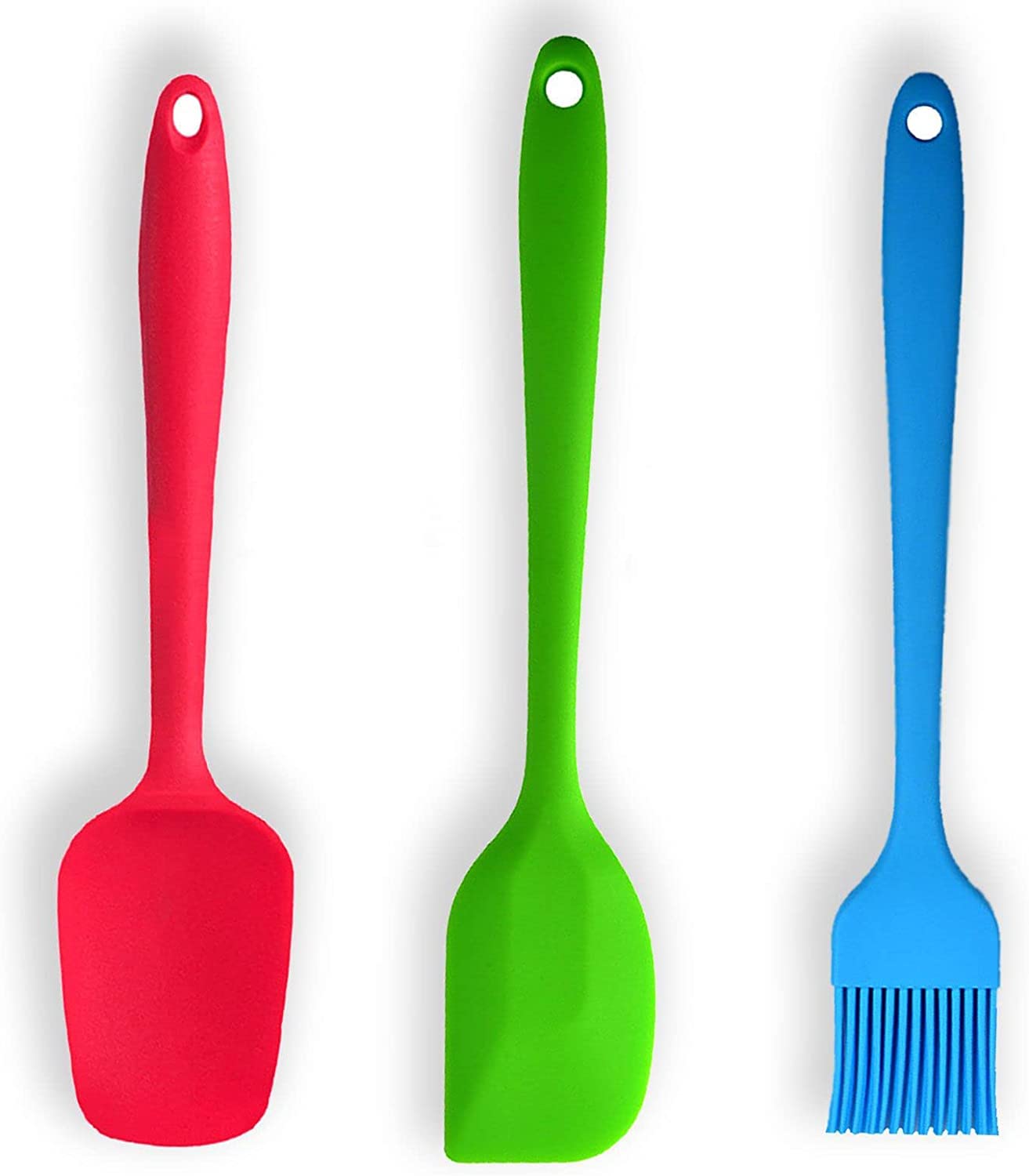 Fs Cool 3 Pcs Silicon Spatula Brush Spoon Kitchen Utensils For Cooking Baking Mixing, Non Stick & Heat Resistant Food Grade Spat