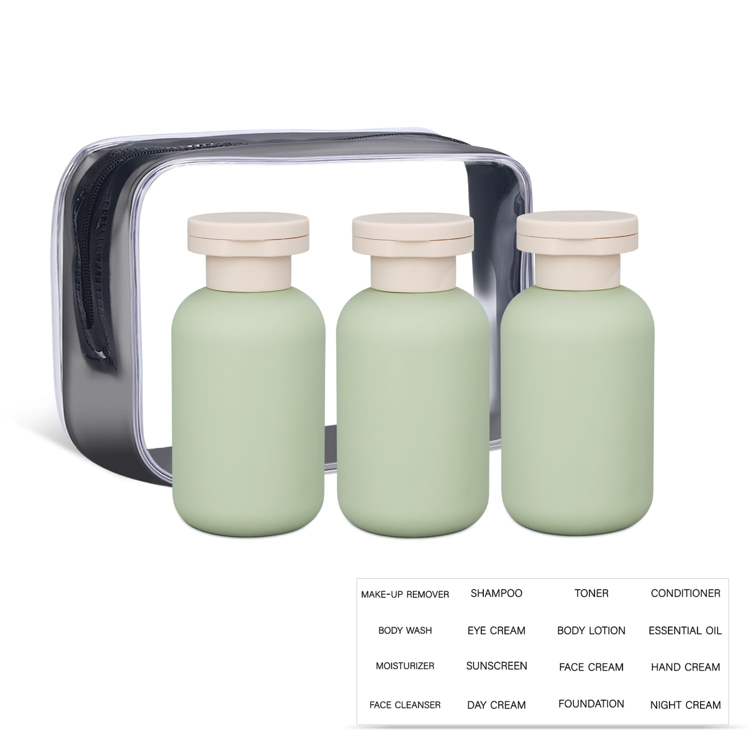 Asevat 3.4 Oz Travel Bottles For Toiletries, Leak Proof Squeeze Bottles Refillable, Plastic Bottles With Caps For Shampoo, Lotio