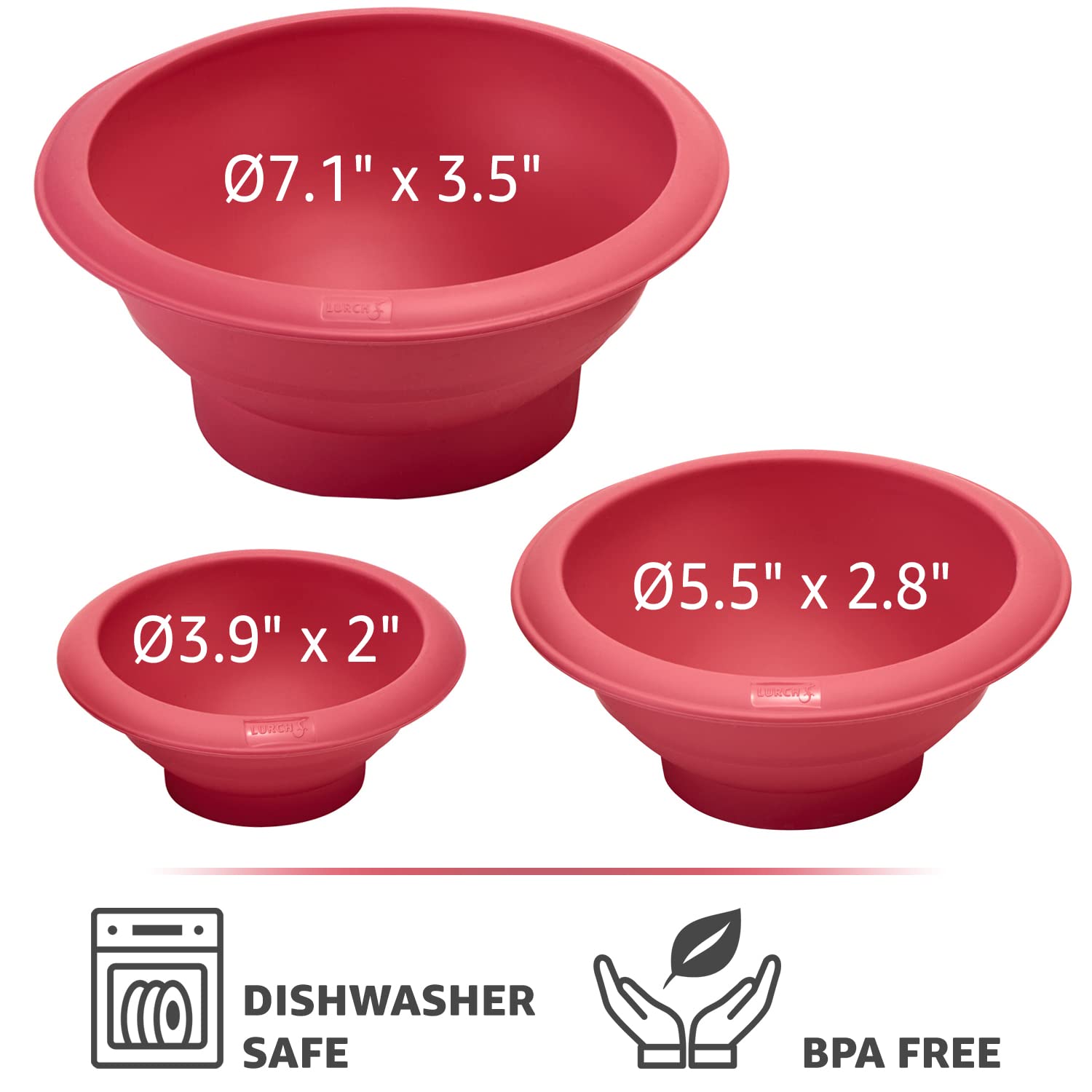 Lurch Germany Flexiform Silicone Hemisphere Baking Mold Set (7.1, 5.5'', 3.9'') - Bpa-Free Platinum Silicone For Round Cakes - C