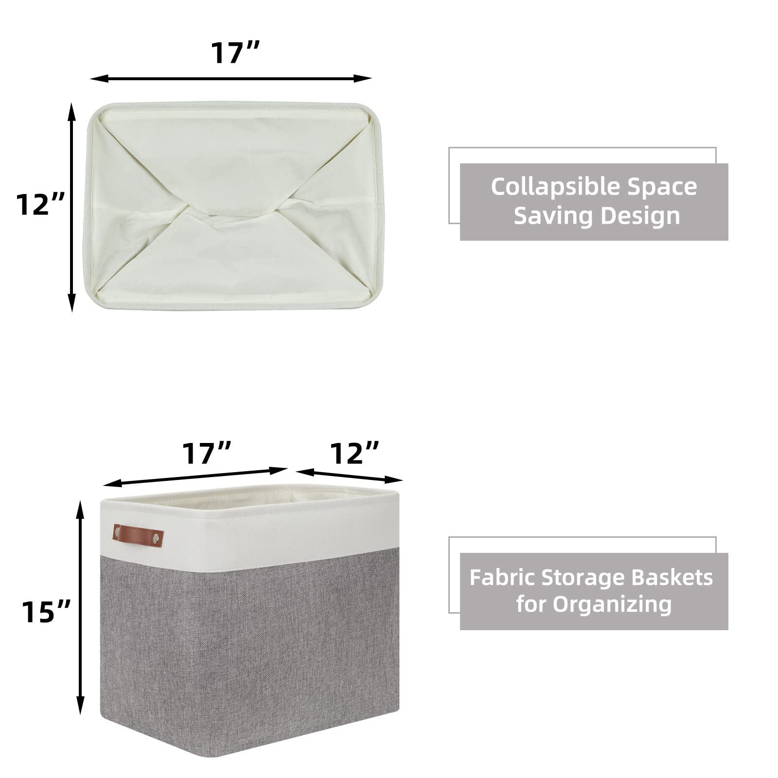 Hnzige Large Storage Baskets Rectangular Storage Bins Baskets For Organizing [2 Pack] Tall Shelf Baskets With Handles, Decorativ