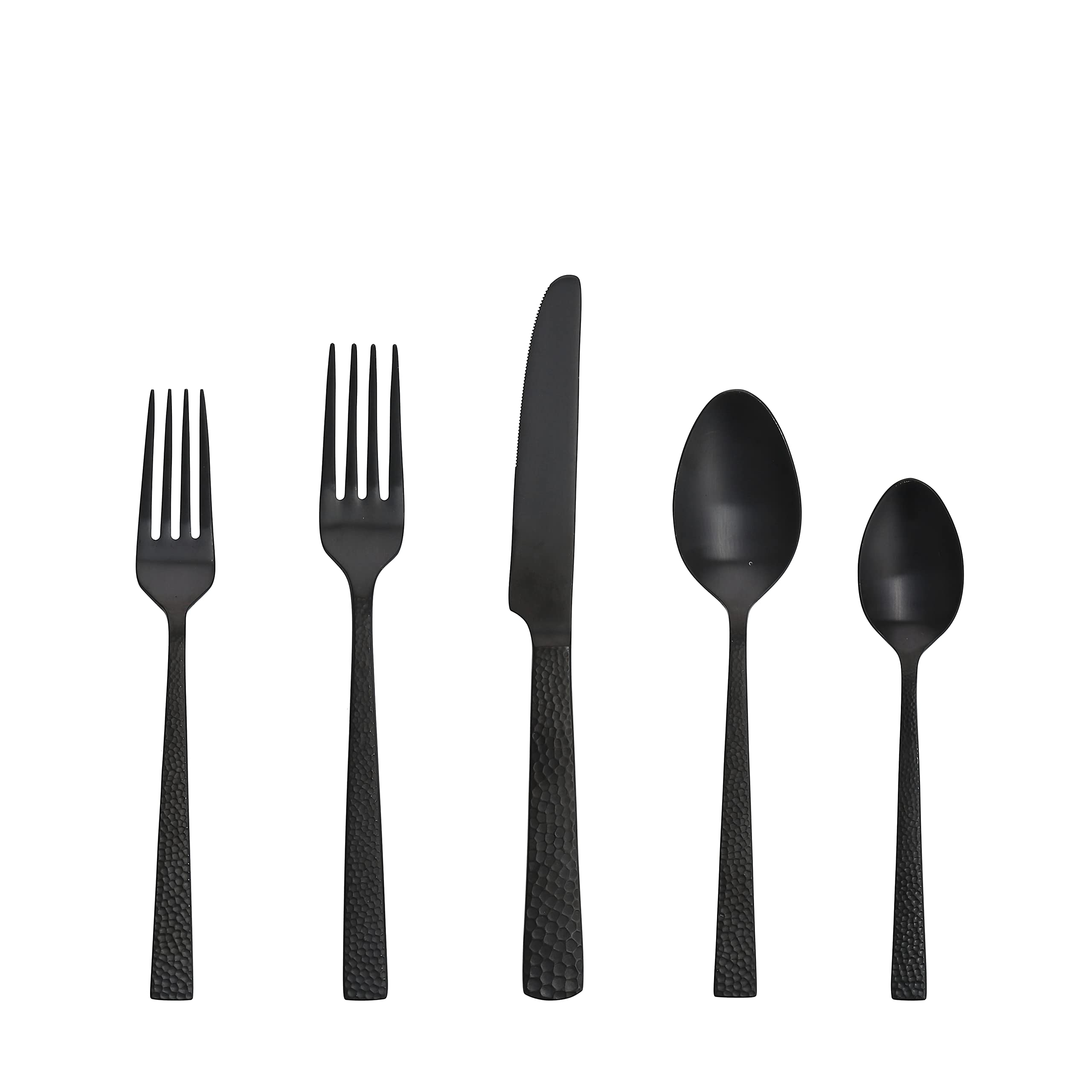 Fortessa Nomad Stainless Steel Flatware, Brushed Matte Black, 20 Piece Place Setting, Service For 4