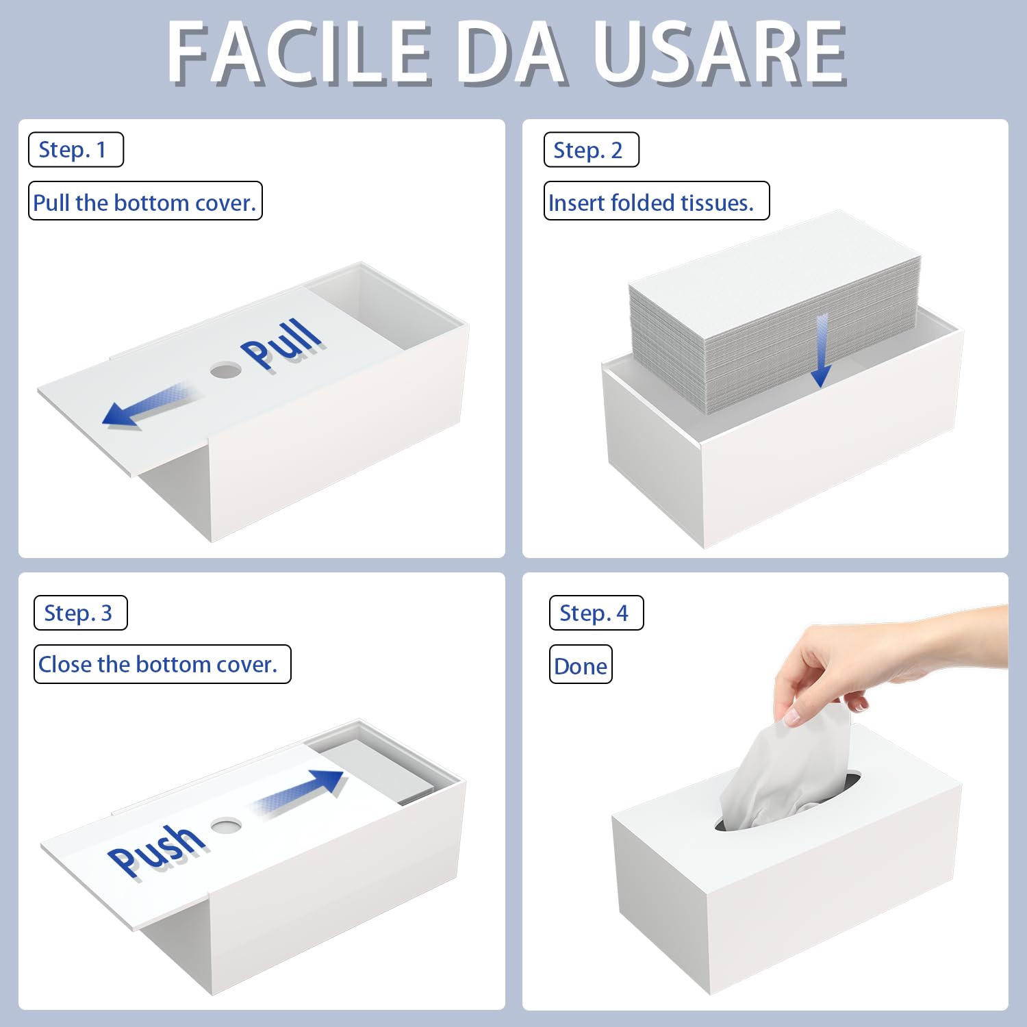 Acrylic Tissue Box Cover Rectangle, Pitbvo White Tissue Box Holder, Facial Napkin Dispenser For Bathroom Kitchen Bedroom Office