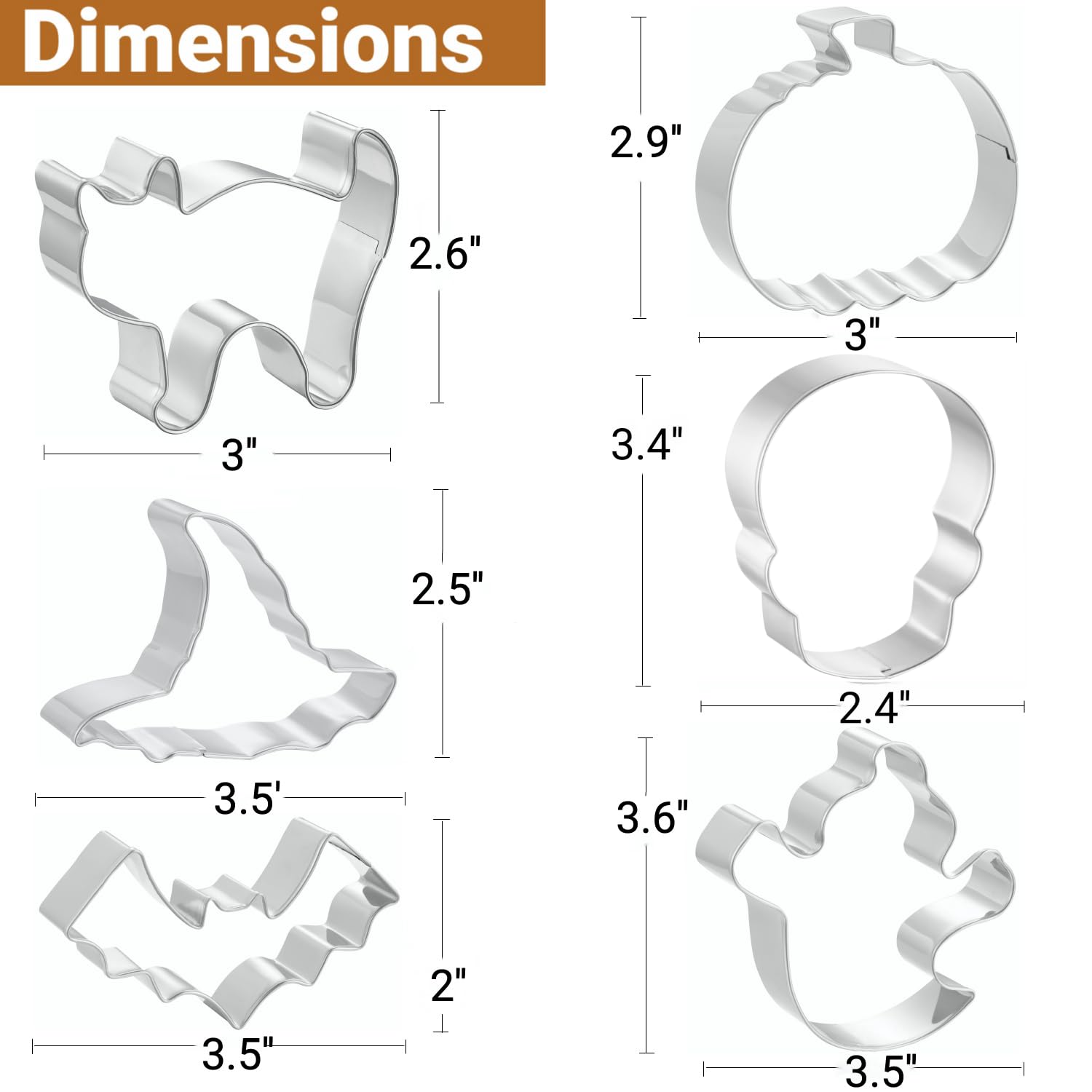Job Jol Cookie Cutters 6 Pcs, Halloween Cookie Cutters, 3'' To 3.5''