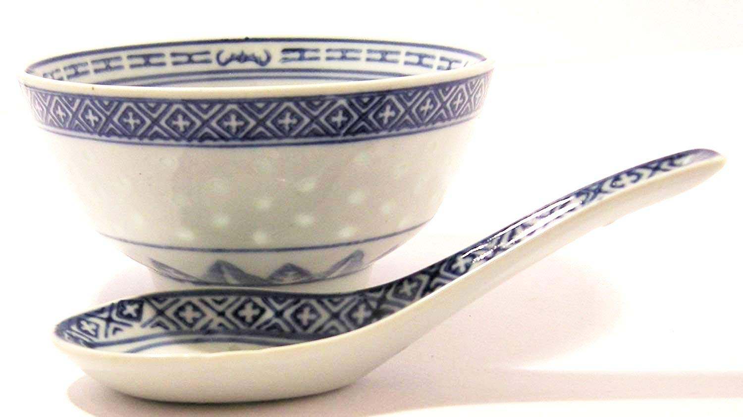 Kitchencookshop Rice Pattern/Ceramic Bowl And Spoon Set 1620A