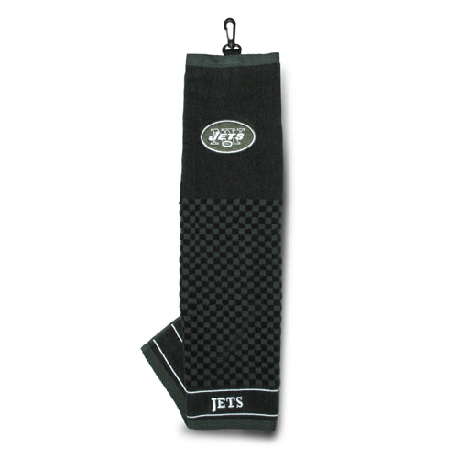 Team Golf Nfl New York Jets Embroidered Golf Towel Embroidered Golf Towel, Checkered Scrubber Design, Embroidered Logo