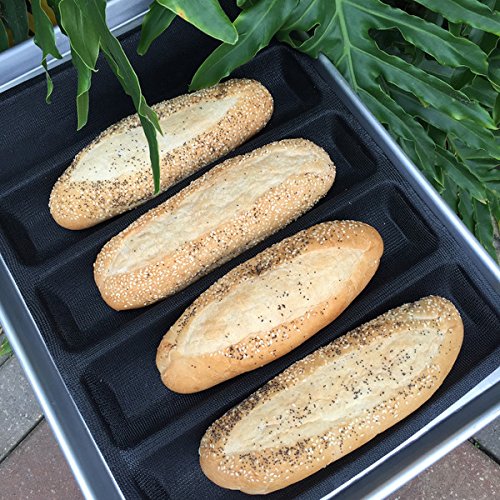 Bluedrop Hot Dog Molds Silicone Bread Forms Non Stick Bakery Trays For Roll Toasting 5 Loaves 12'' Sheets