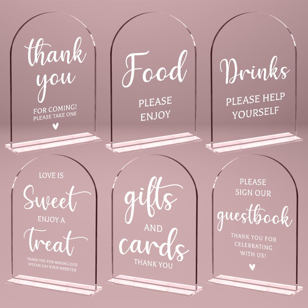 6 Pcs Wedding Sign Decor, Ceremony Sign, Wedding Sign for Reception & Event Party,Bridal Shower Decorations, Wedding Table Sign 
