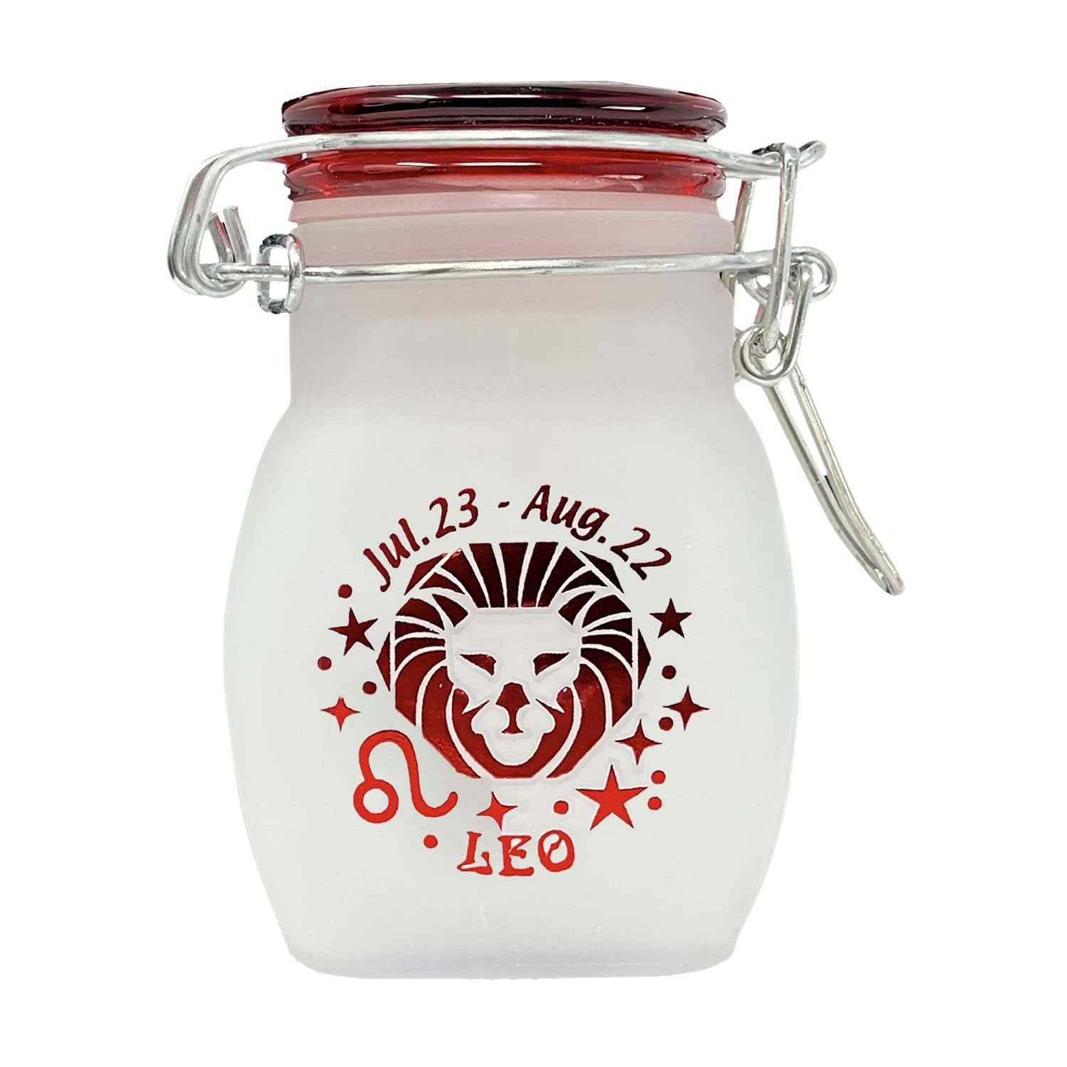 Zodiac Sign Quarter Oz (125Ml) Smell Proof Airtight Glass Storage Jar, 3.25'' (Leo Astrology Sign)