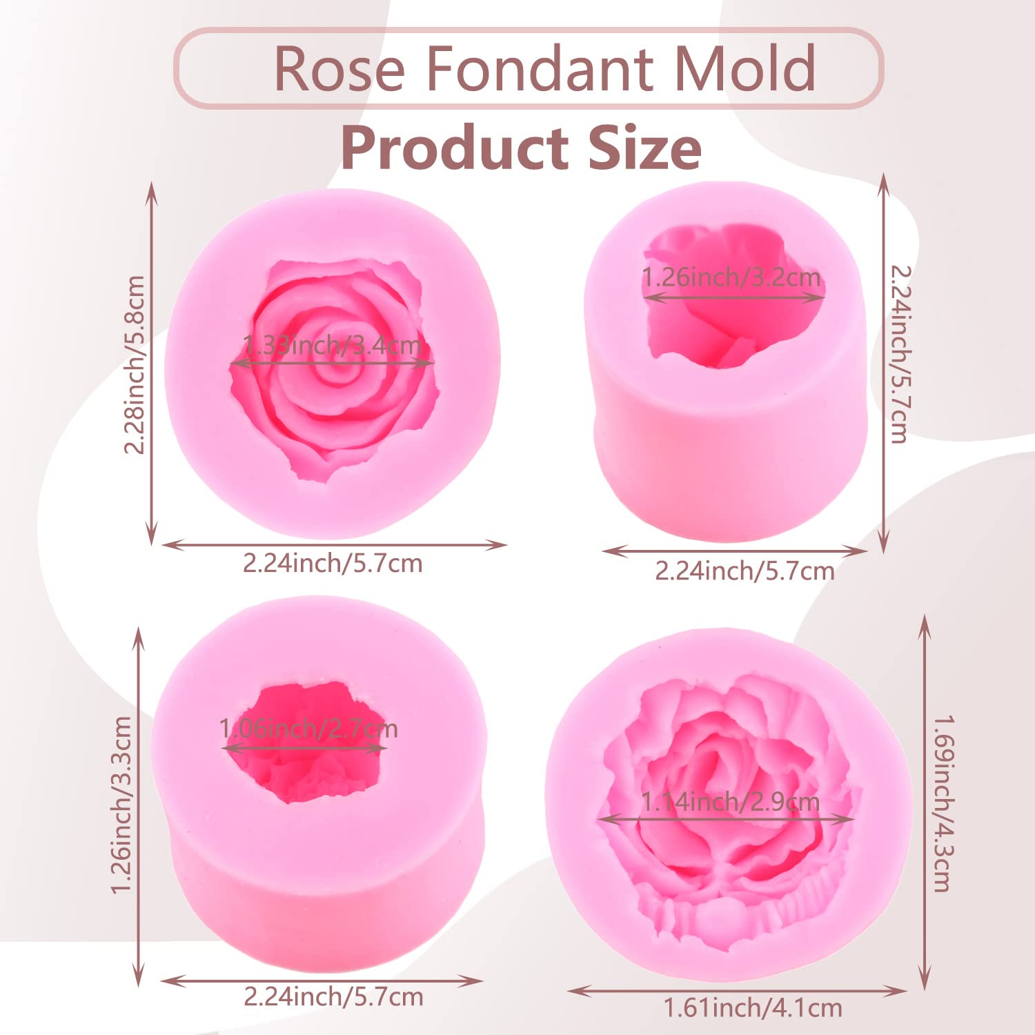 Miyahouse 3D Bloom Rose Flower Fondant Silicone Molds For Cake Decoration Cupcake Topper Candy Chocolate Polymer Clay Soap Candl