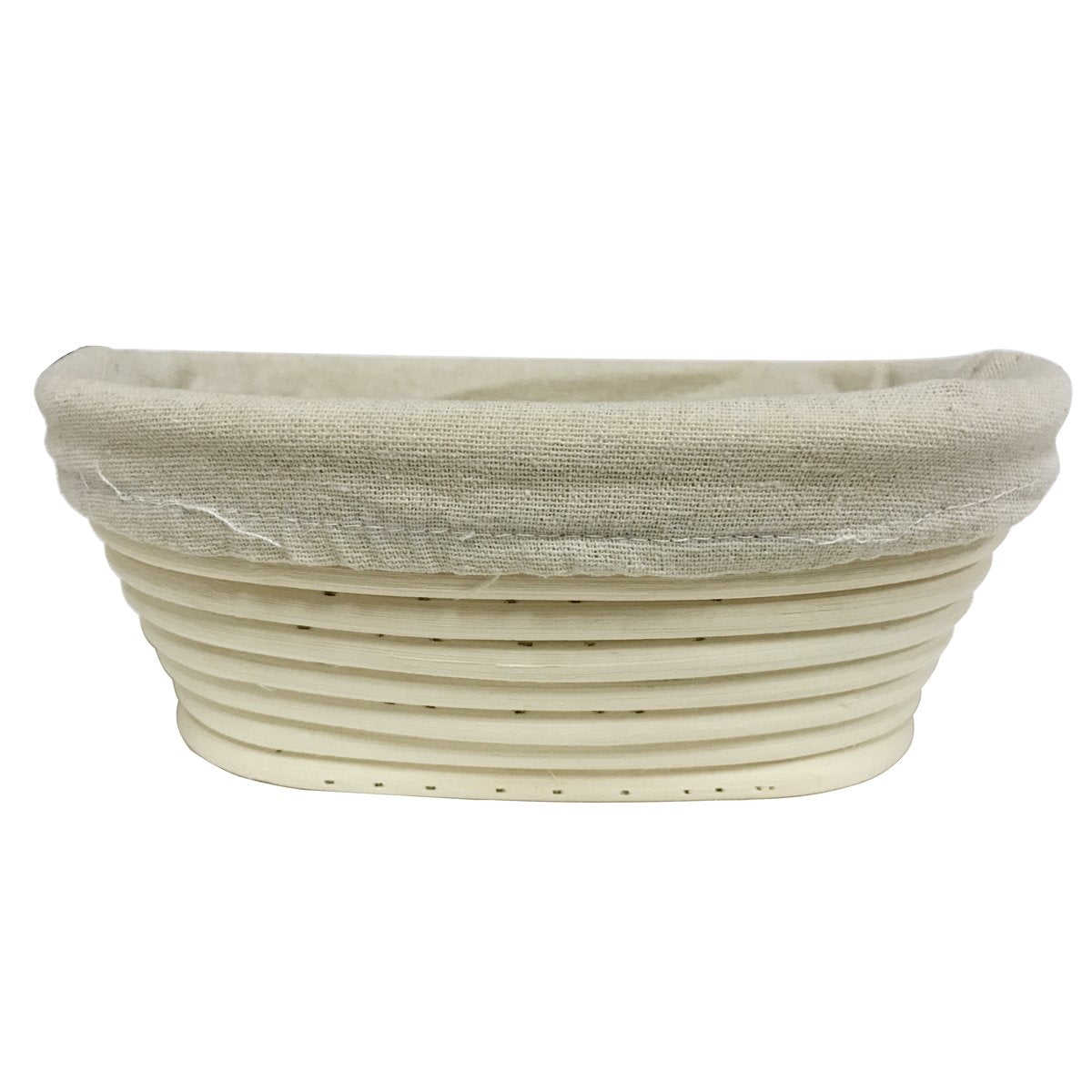 Eoocvt 8.2 Inch Oval Long Banneton Brotform Bread Dough Proofing Rising Rattan Handmade Basket With Linen Liner Cloth - 21 X 14