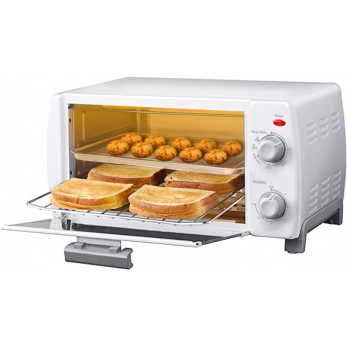 Comfee Toaster Oven Countertop, 4Slice, Compact Size, Easy To Control With Timerbakebroiltoast Setting, 1000W, White (Cfob