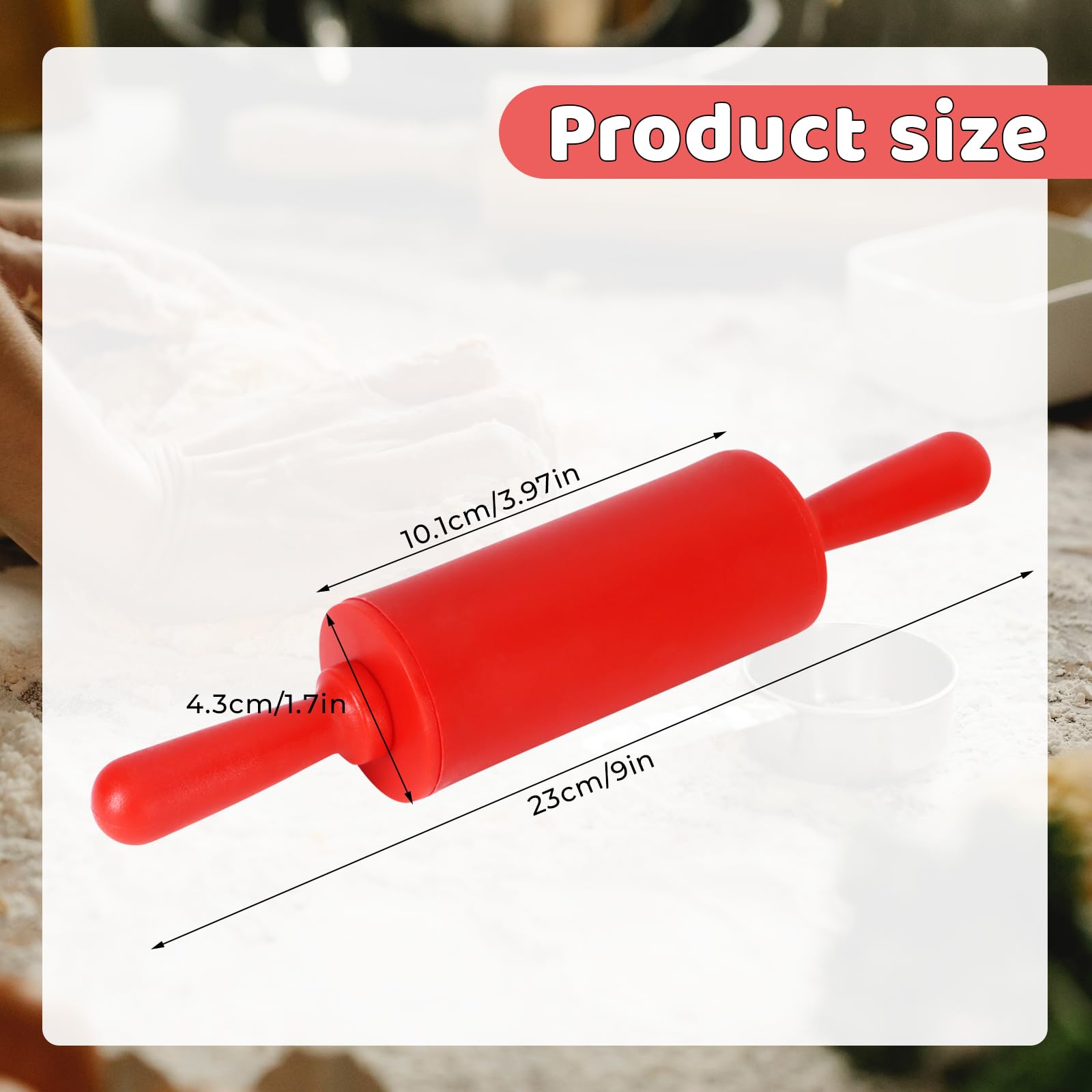 Faxco 4 Pack Mini Rolling Pin For Kids, 9 Inch Plastic Handle Rolling Pin Non-Stick Silicone Rolling Pins For Children Cake Baki