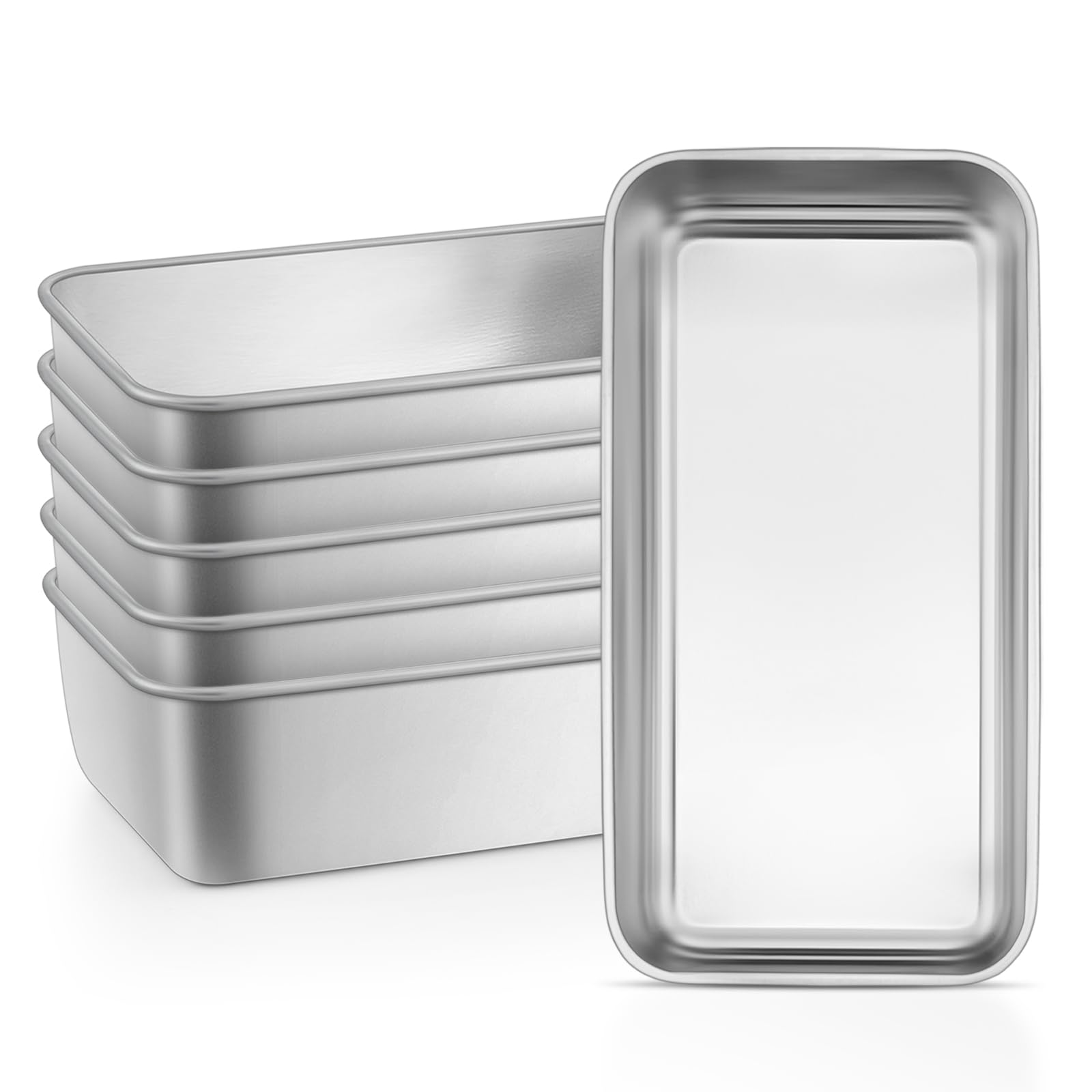 Leonyo 6 Pack Loaf Pans for Baking Bread, 9x5IN Stainless Steel Loaf Pans for Homemade Bread, Meatloaf, Bananas, Brownies, Lasag