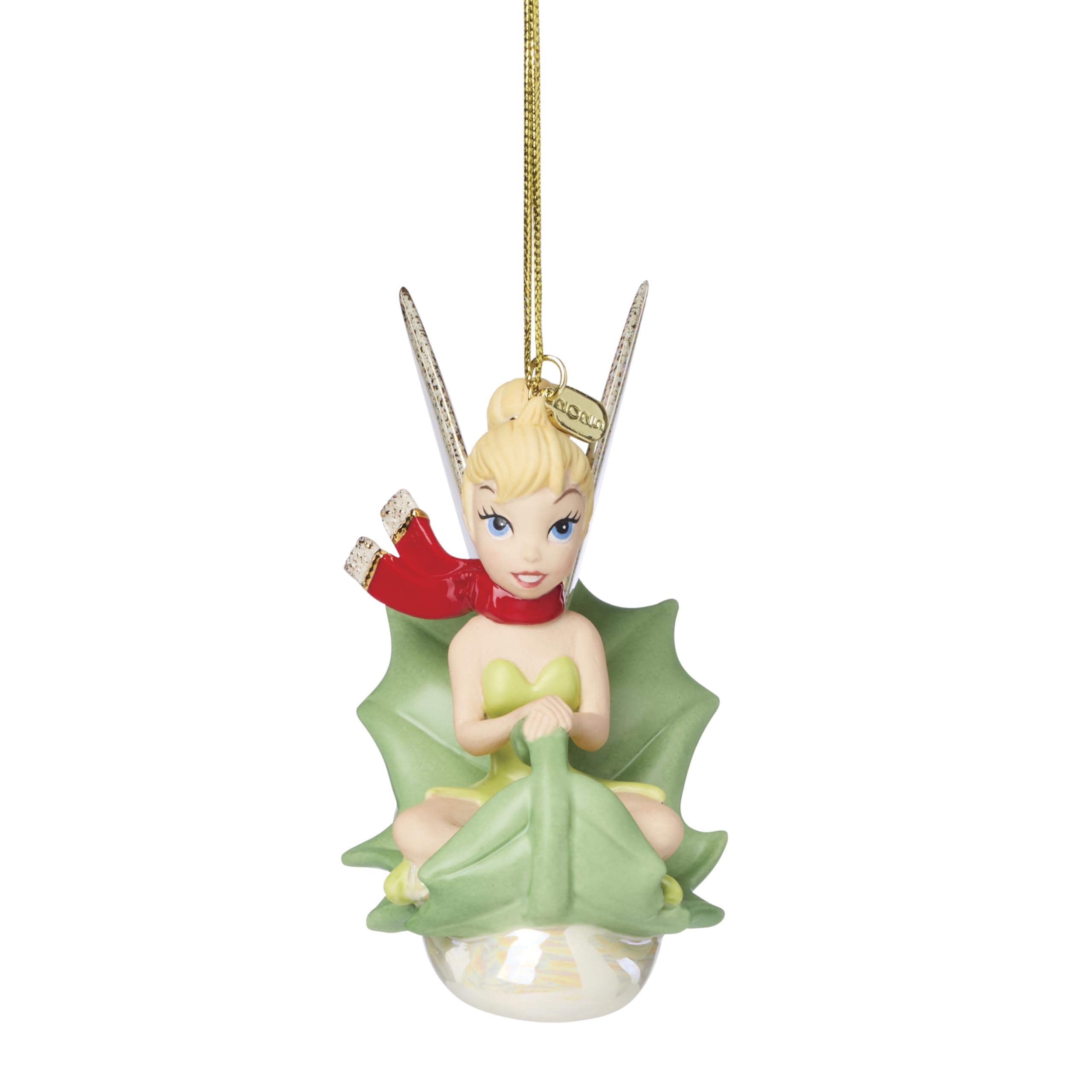 Lenox Ornament, 2025 Tinker Bell Sledding Ornament, Porcelain with Gold Accents, Hanging Cord for Christmas Tree Decoration, Chr