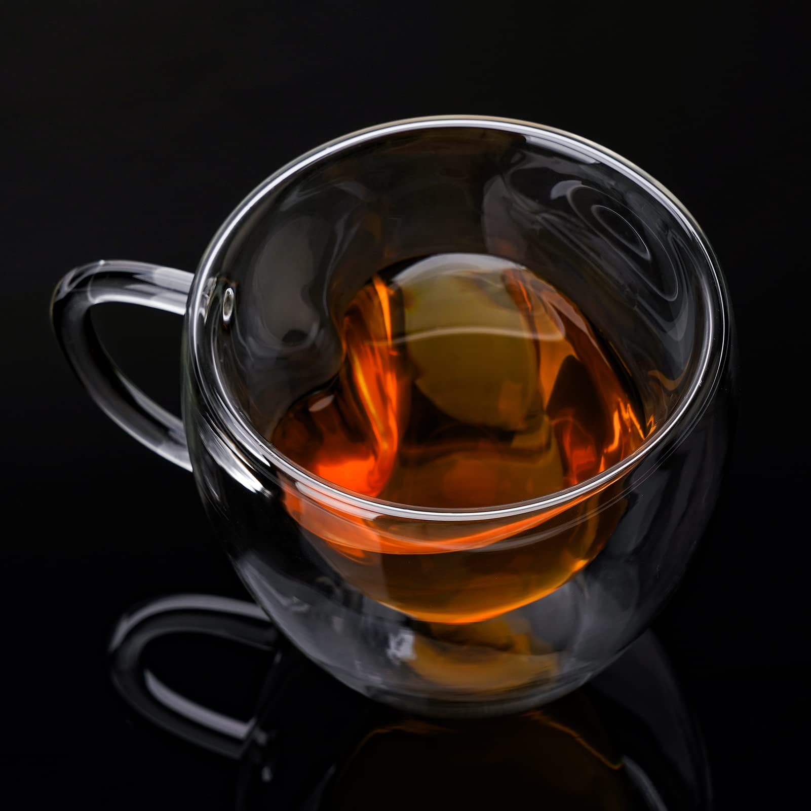 Easicozi Heart Shaped Double Walled Insulated Glass Coffee Mugs Or Aesthetic Tea Cups, Double Wall Glass 8 Oz, Clear
